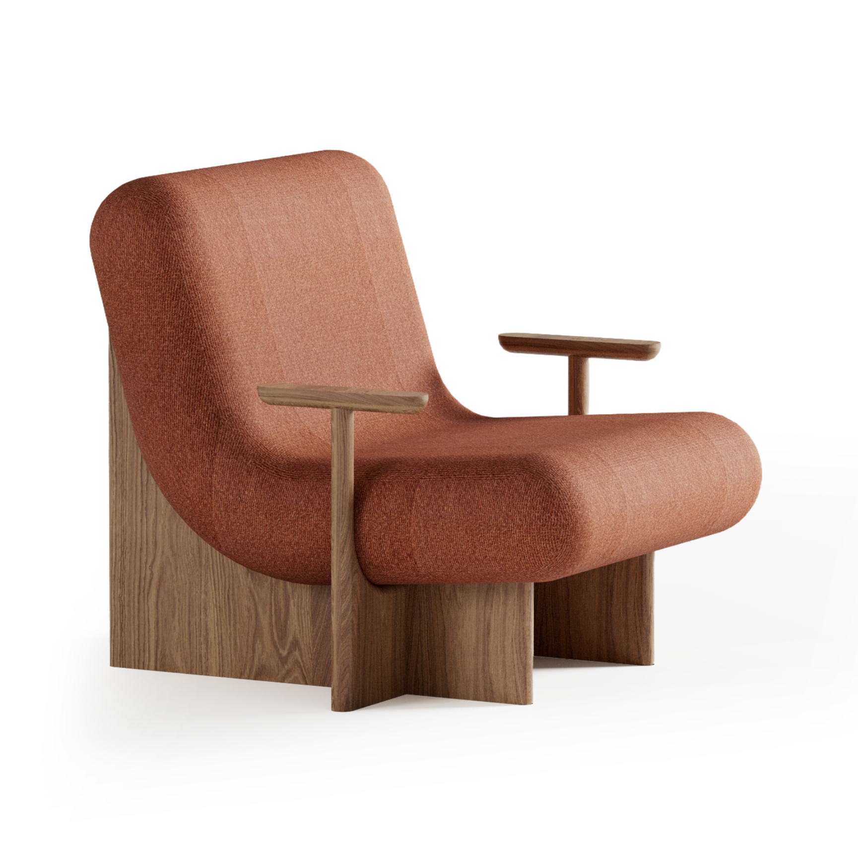 Fauteuil KIVO roestbruin met eiken basis
