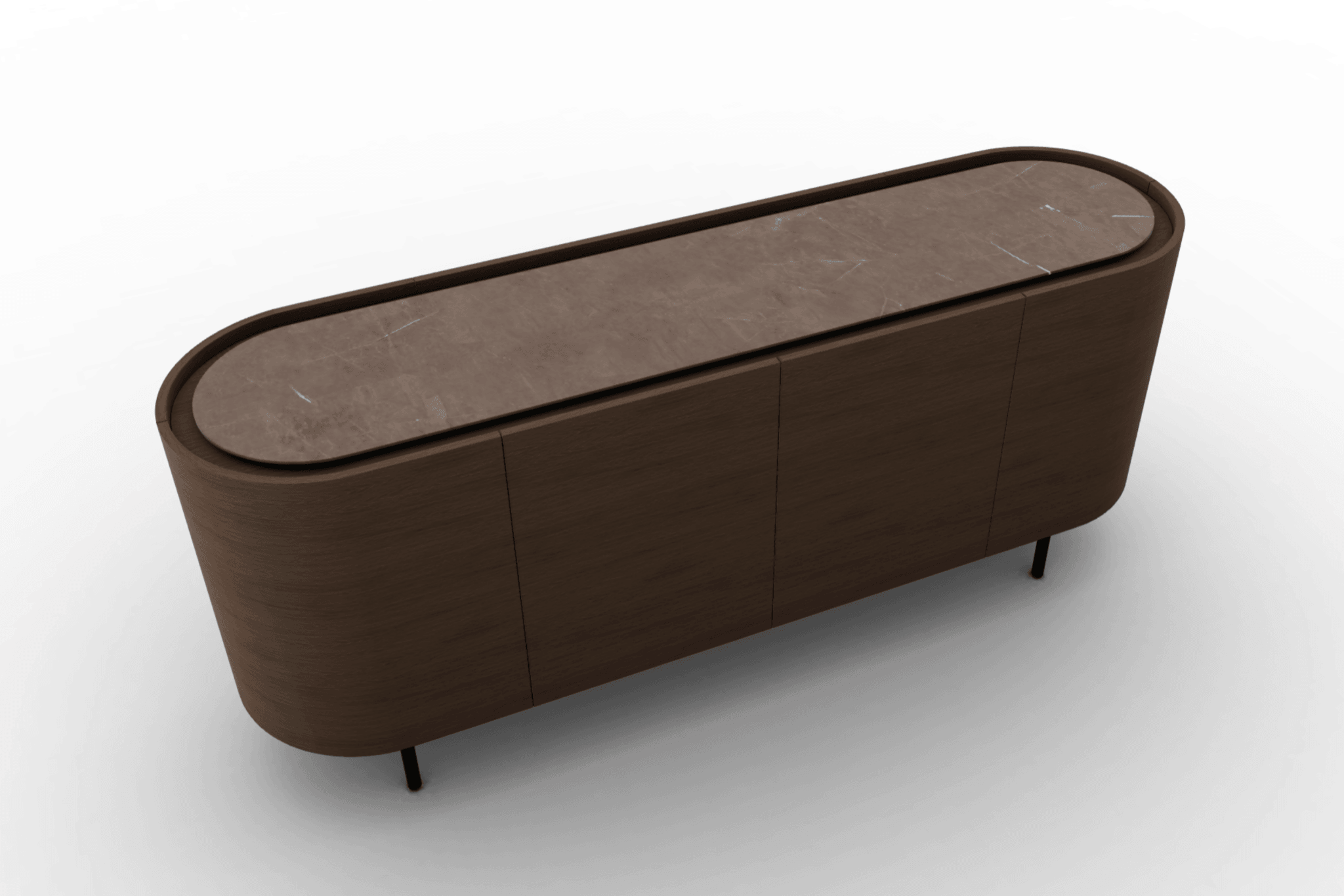 Komoda LAKE ciemnobrązowy Calligaris 4 drzwiowa brązowa ceramika Eye on Design