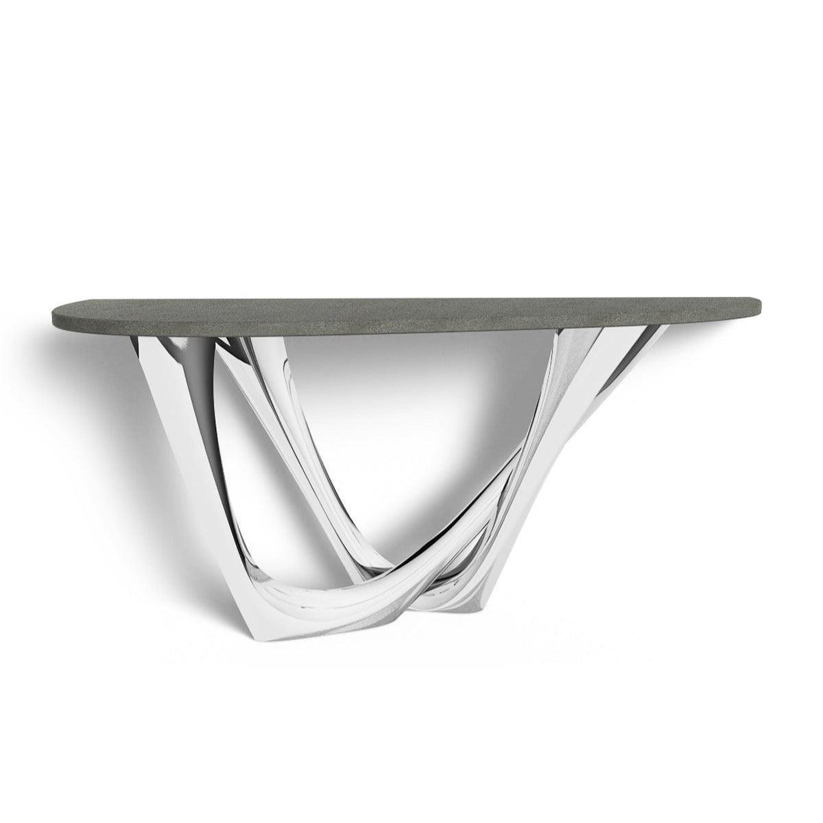 Konsola G-CONSOLE DUO polerowana stal z betonowym blatem Zieta Studio prawostronny Eye on Design