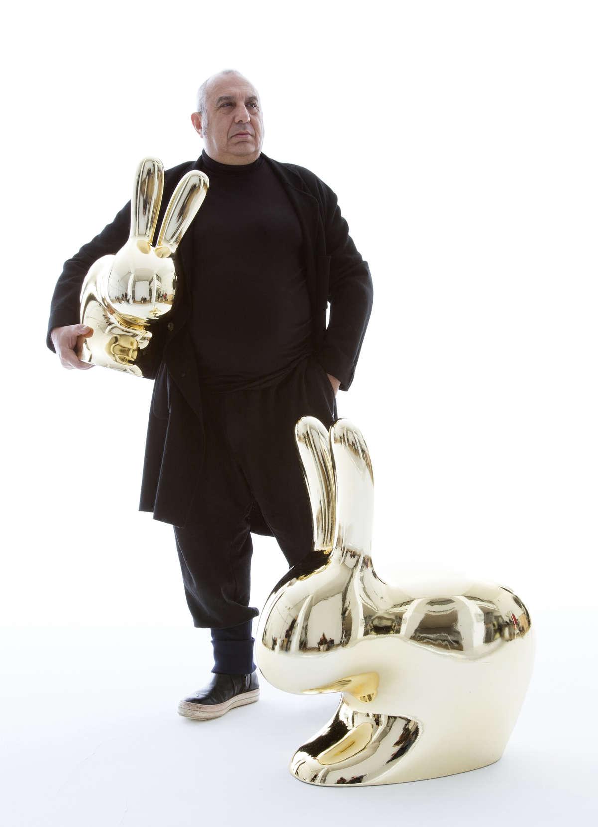 Krzesełko RABBIT miedziany Qeeboo Eye on Design