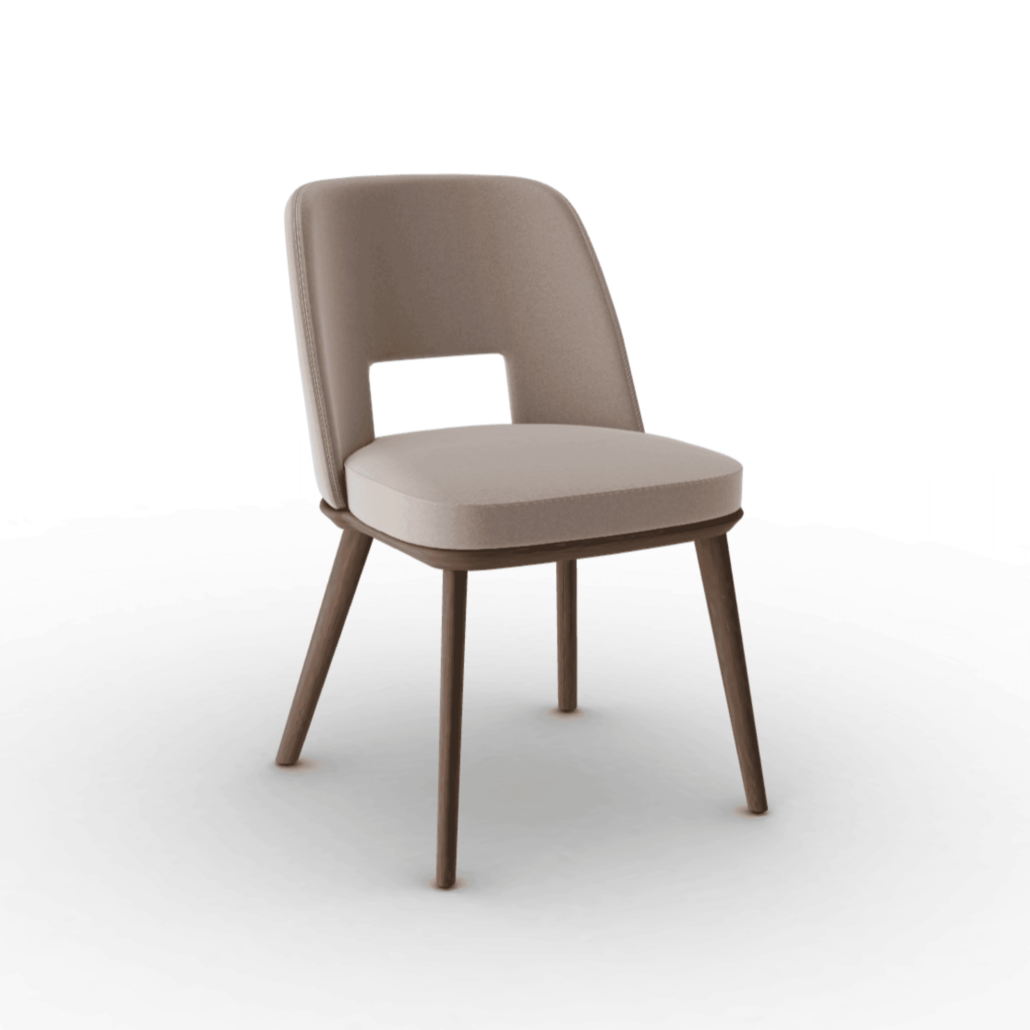 Krzesło aksamitne FOYER piaskowy z drewnianą podstawą Calligaris ciemnobrązowa Eye on Design