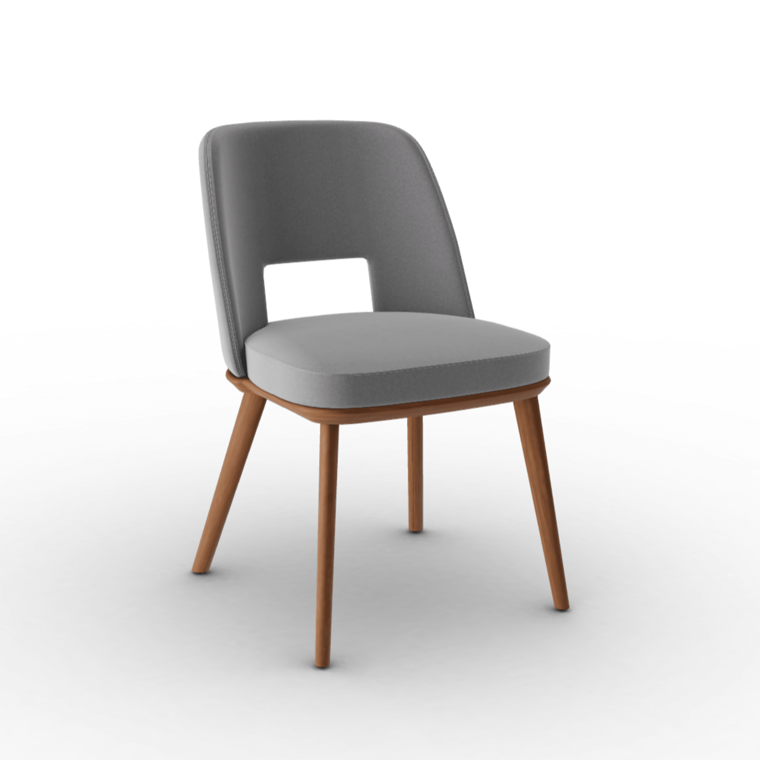 Krzesło aksamitne FOYER szary z drewnianą podstawą Calligaris orzech włoski Eye on Design