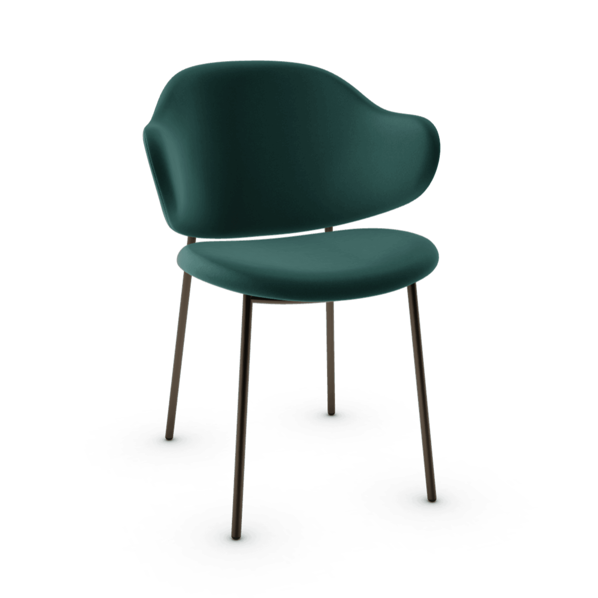 Krzesło aksamitne HOLLY ciemnozielony z metalową podstawą Calligaris matowy brąz Eye on Design