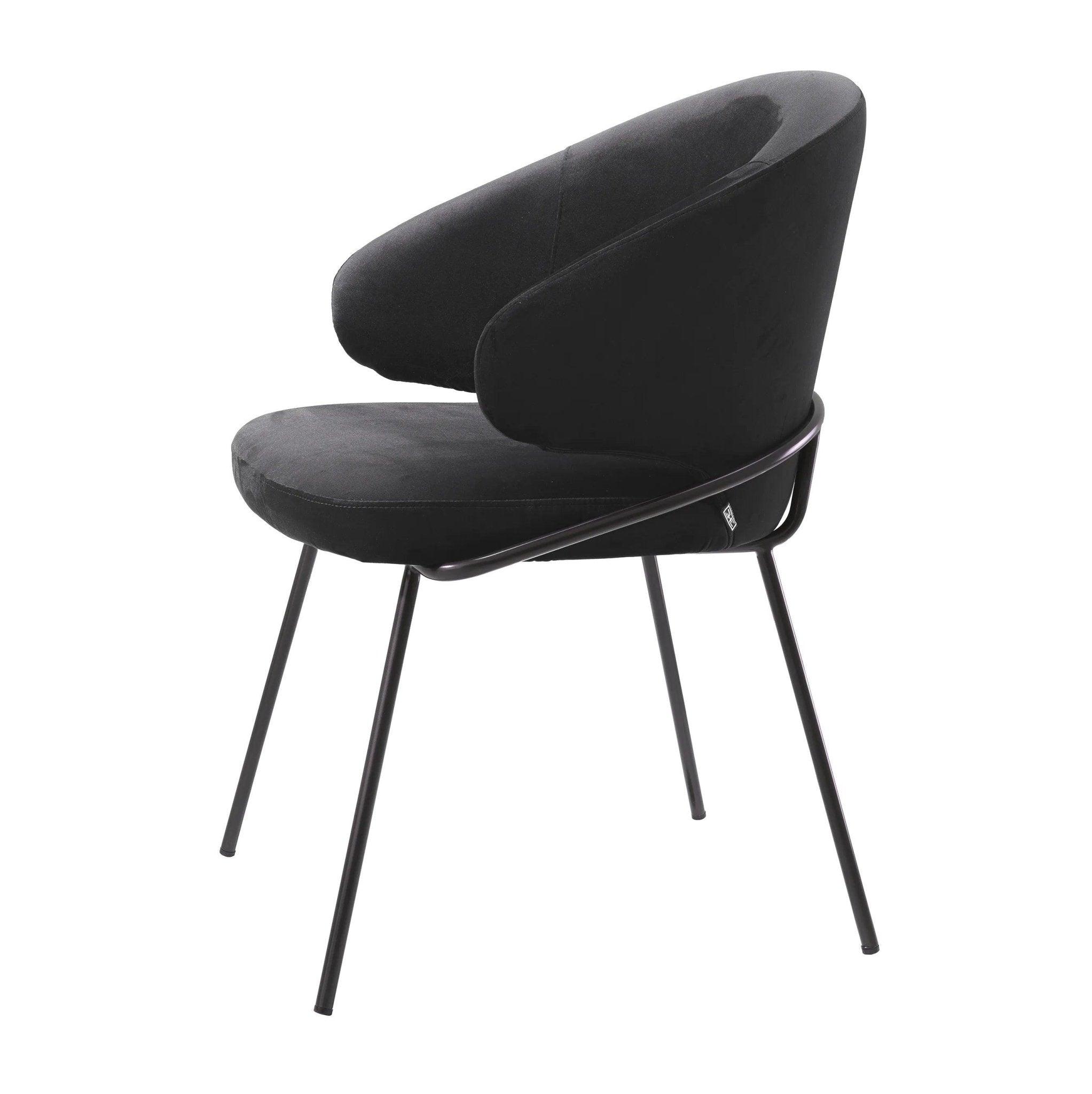 Krzesło aksamitne KINLEY czarny z brązowym wykończeniem Eichholtz Eye on Design