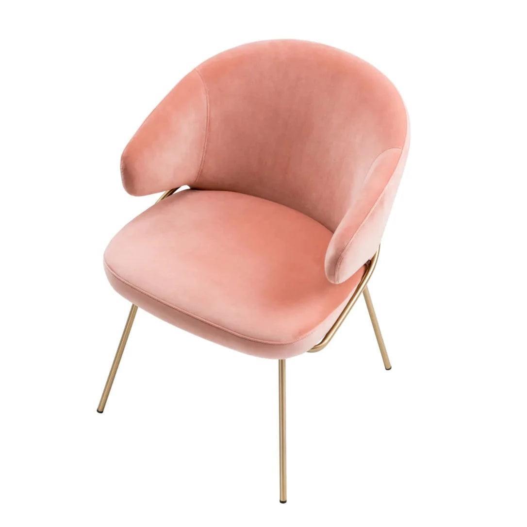 Krzesło aksamitne KINLEY różowy z mosiężnym wykończeniem Eichholtz Eye on Design