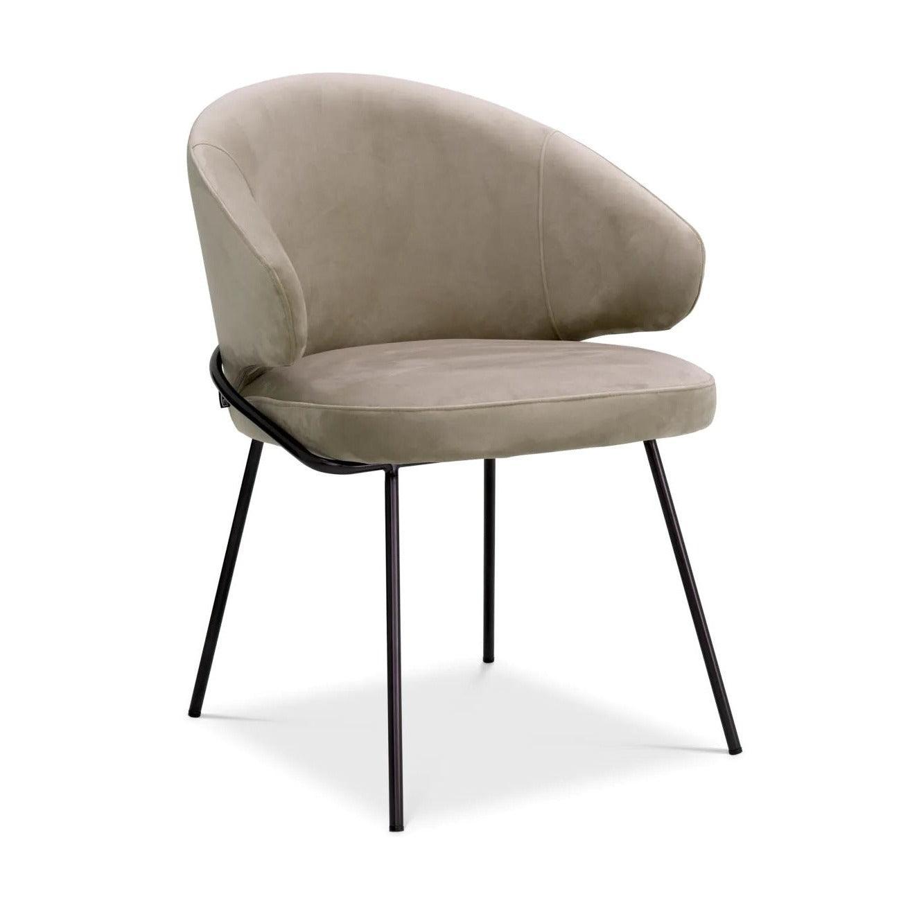 Krzesło aksamitne KINLEY szary z brązowym wykończeniem Eichholtz Eye on Design