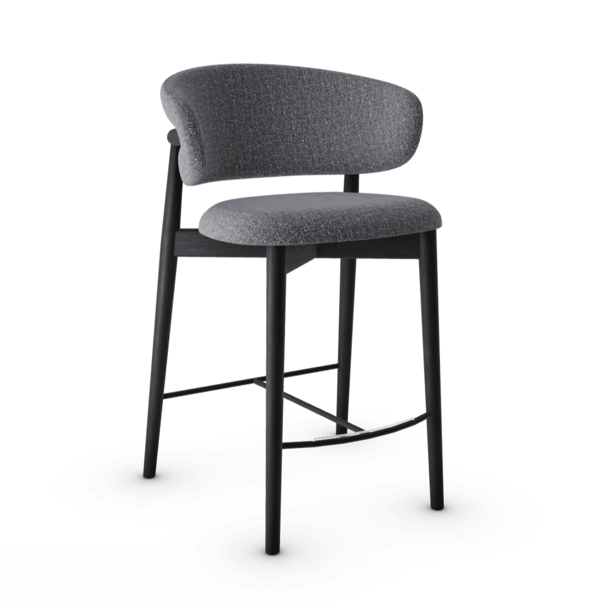 Krzesło barowe OLEANDRO boucle antracytowy z drewnianą podstawą Calligaris drewniana matowa czerń Eye on Design