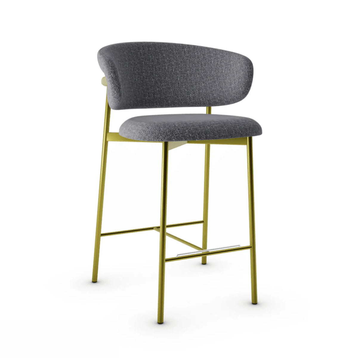 Krzesło barowe OLEANDRO boucle antracytowy z metalową podstawą, marka Calligaris