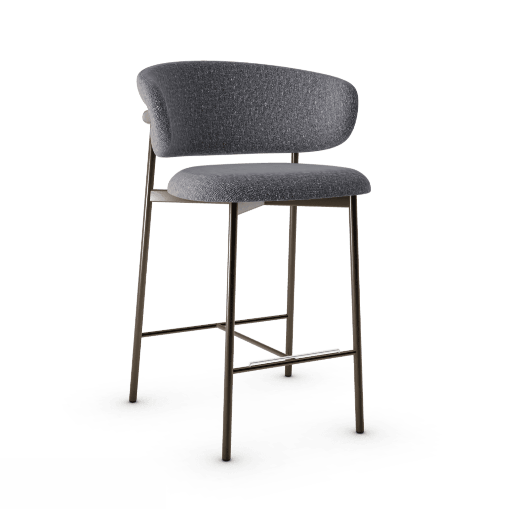 Krzesło barowe OLEANDRO boucle antracytowy z metalową podstawą – Calligaris
