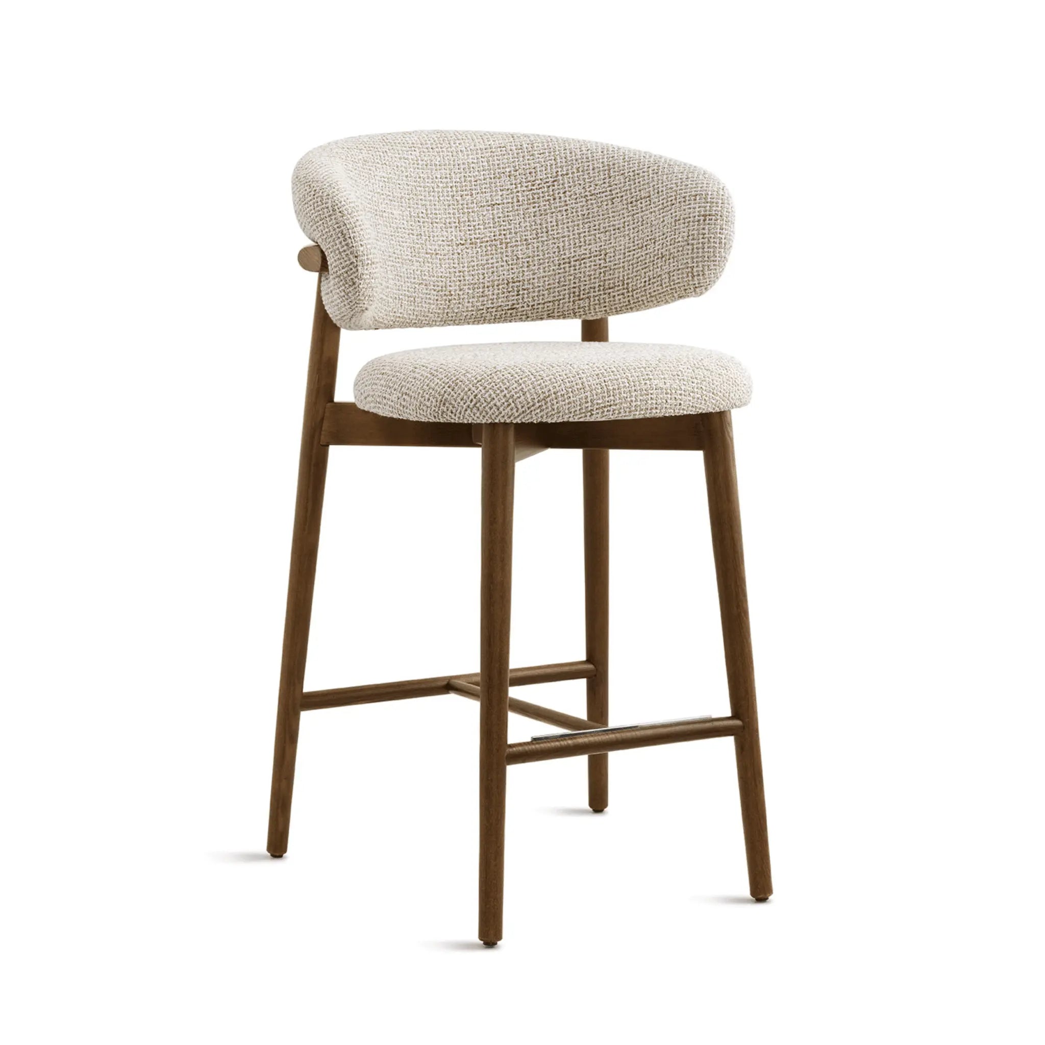 Krzesło barowe OLEANDRO boucle beżowy z drewnianą podstawą – Calligaris