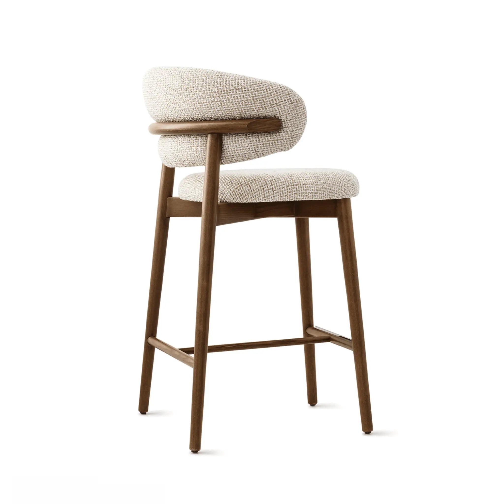 Krzesło barowe OLEANDRO boucle beżowy z drewnianą podstawą, marka Calligaris