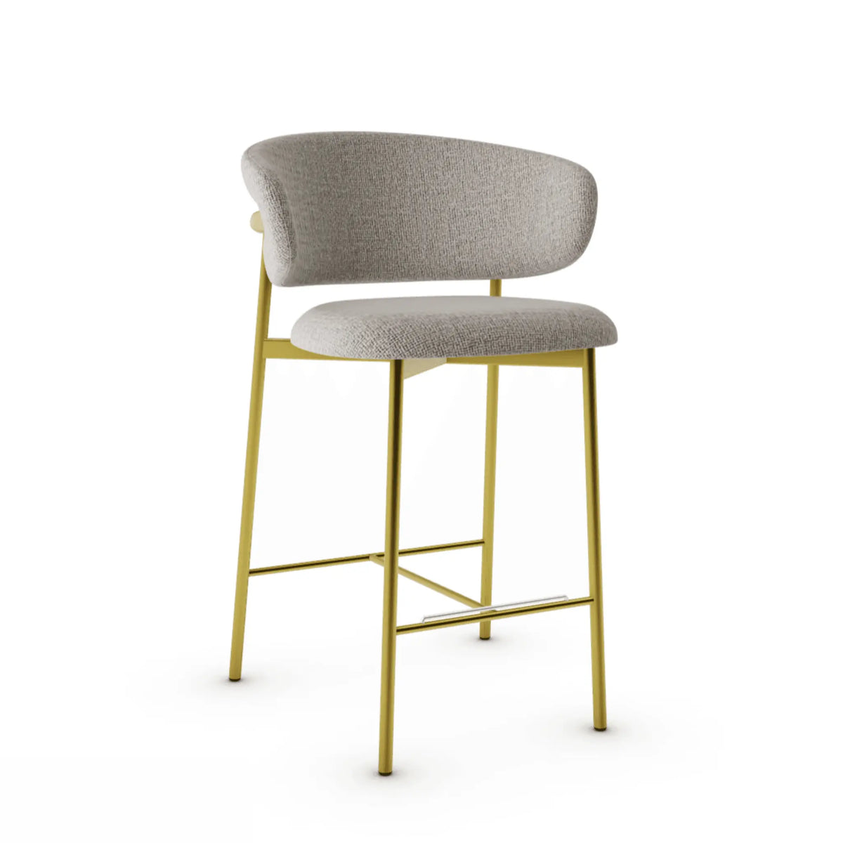 Krzesło barowe OLEANDRO boucle beżowy z metalową podstawą – Calligaris