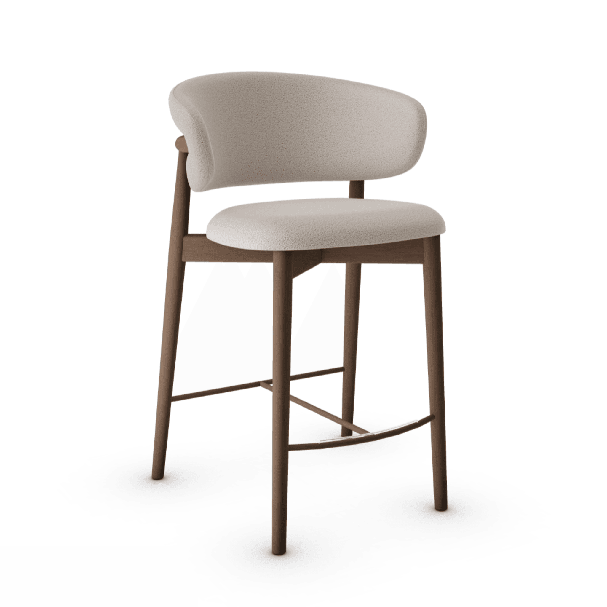 Krzesło barowe OLEANDRO boucle jasnobrązowy z drewnianą podstawą – Calligaris