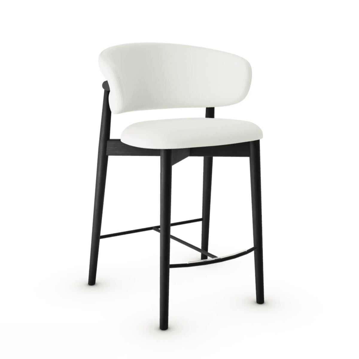Krzesło barowe OLEANDRO boucle kremowy z drewnianą podstawą – tkanina bouclé, Calligaris