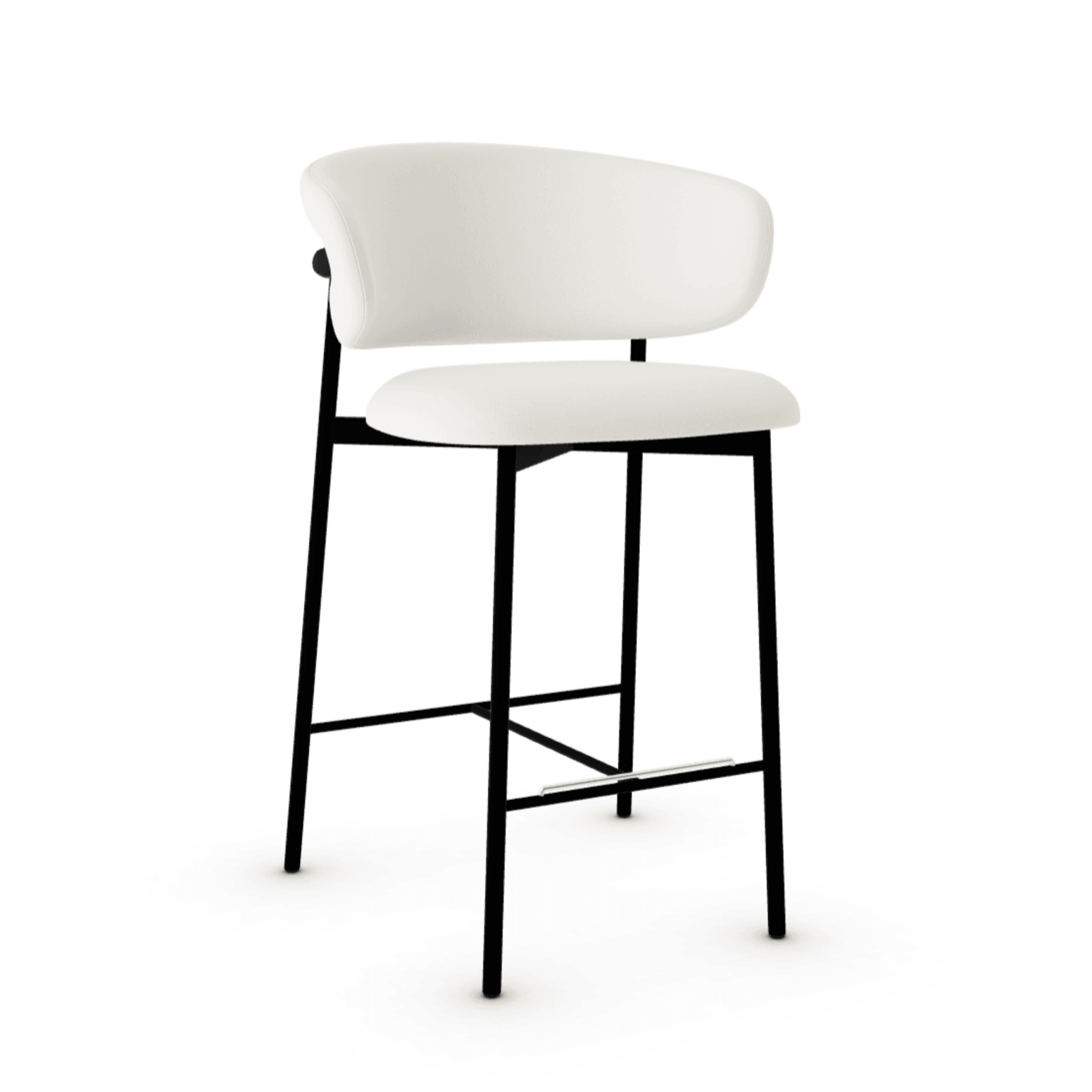 Krzesło barowe OLEANDRO boucle kremowy z metalową podstawą Calligaris metalowa matowa czerń Eye on Design