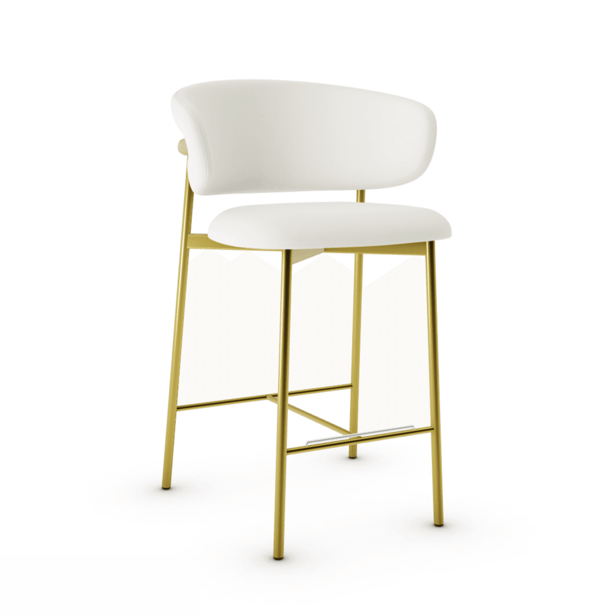 Krzesło barowe OLEANDRO boucle kremowy z metalową podstawą – tkanina bouclé, Calligaris