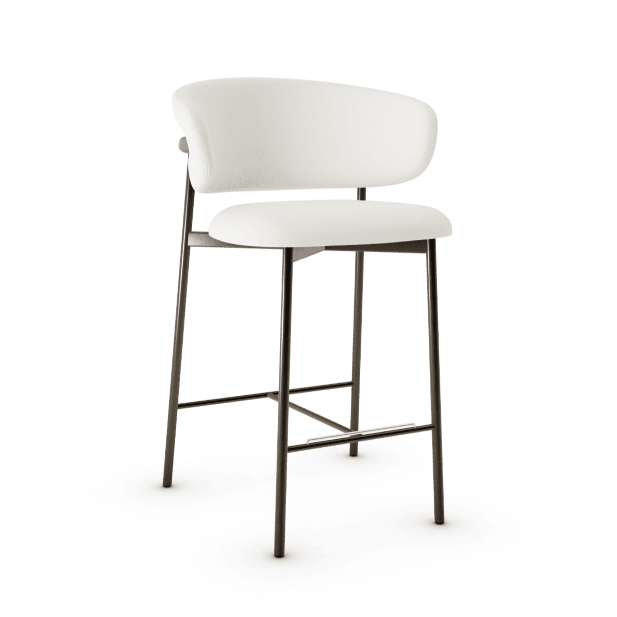 Krzesło barowe OLEANDRO boucle kremowy z metalową podstawą – Calligaris