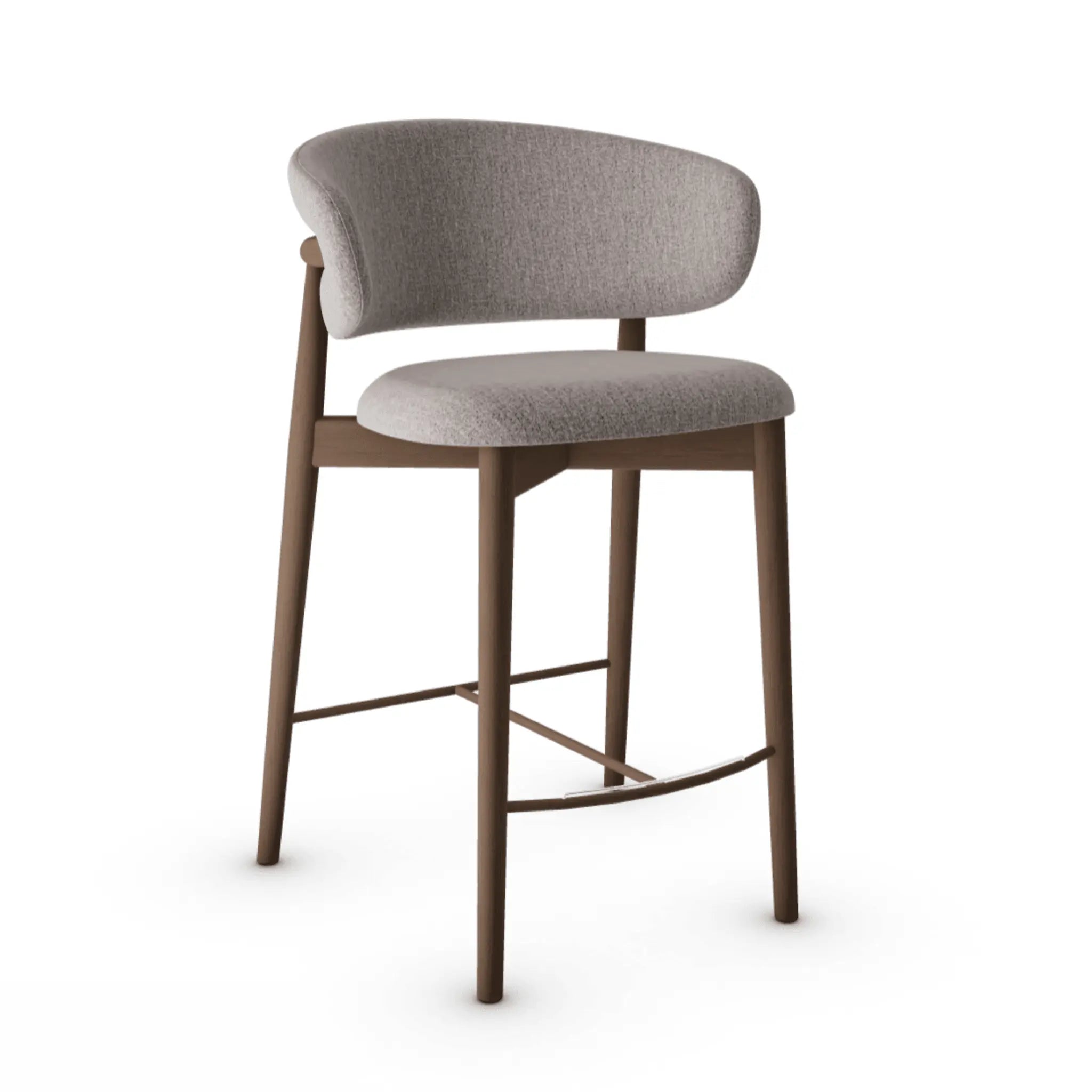 Krzesło barowe OLEANDRO boucle taupe z drewnianą podstawą – Calligaris