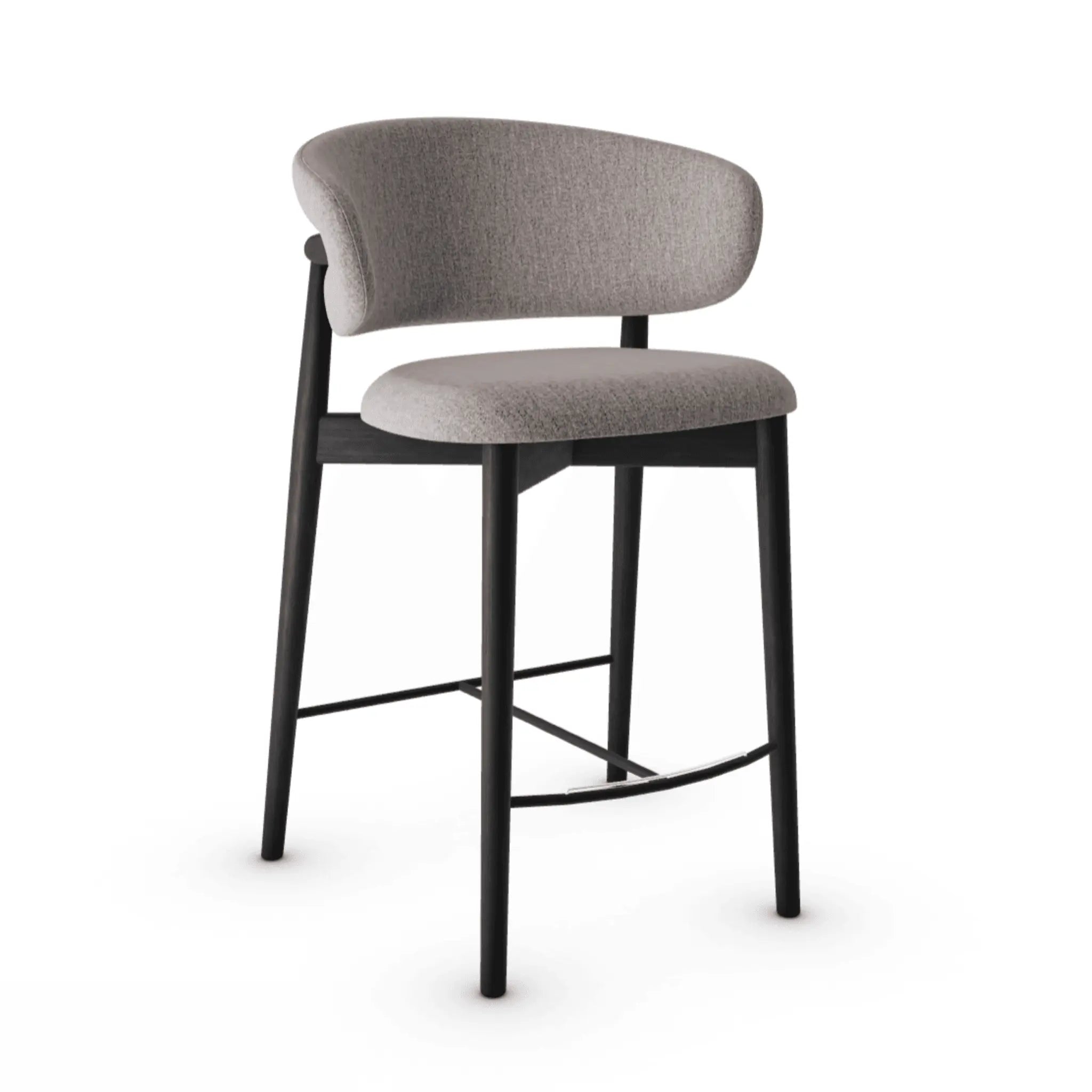 Krzesło barowe OLEANDRO boucle taupe z drewnianą podstawą – tkanina bouclé, Calligaris