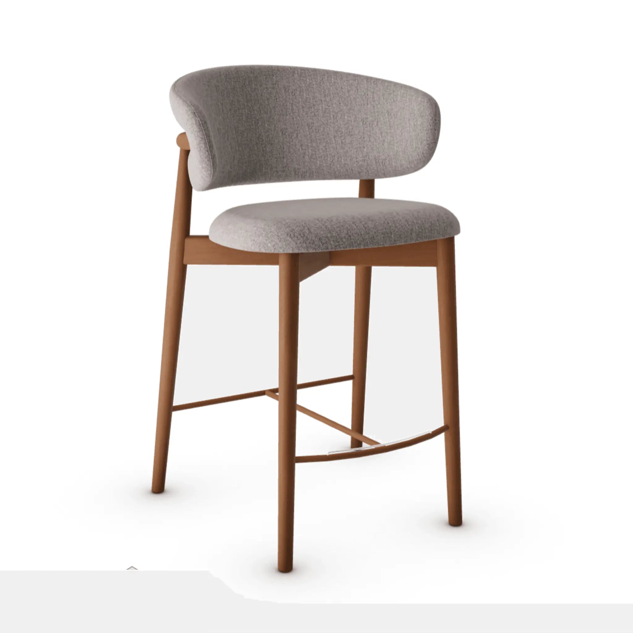 Krzesło barowe OLEANDRO boucle taupe z drewnianą podstawą, marka Calligaris