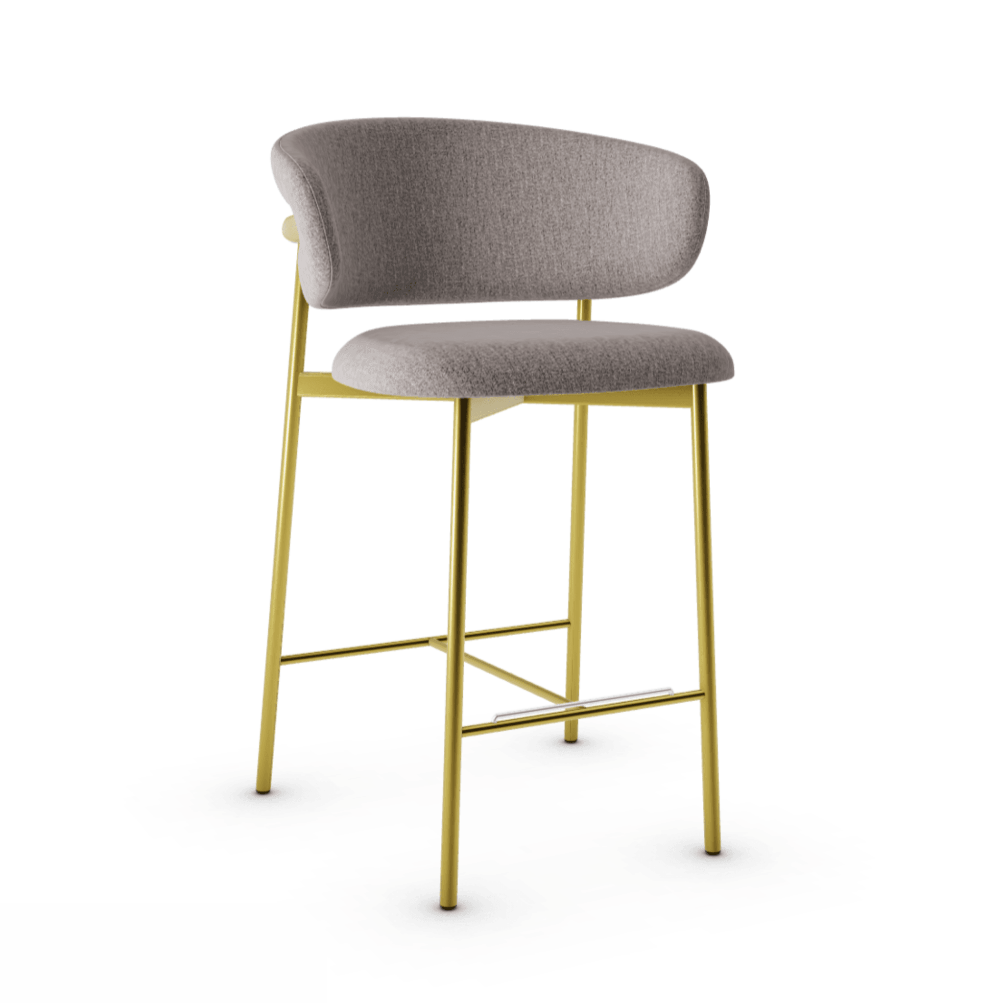 Krzesło barowe OLEANDRO boucle taupe z metalową podstawą Calligaris metalowa polerowany mosiądz Eye on Design