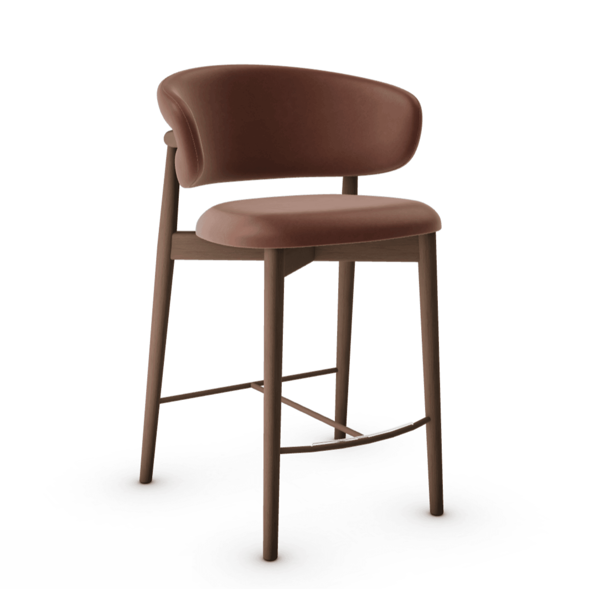 Krzesło barowe OLEANDRO brązowa ekoskóra z drewnianą podstawą – Calligaris