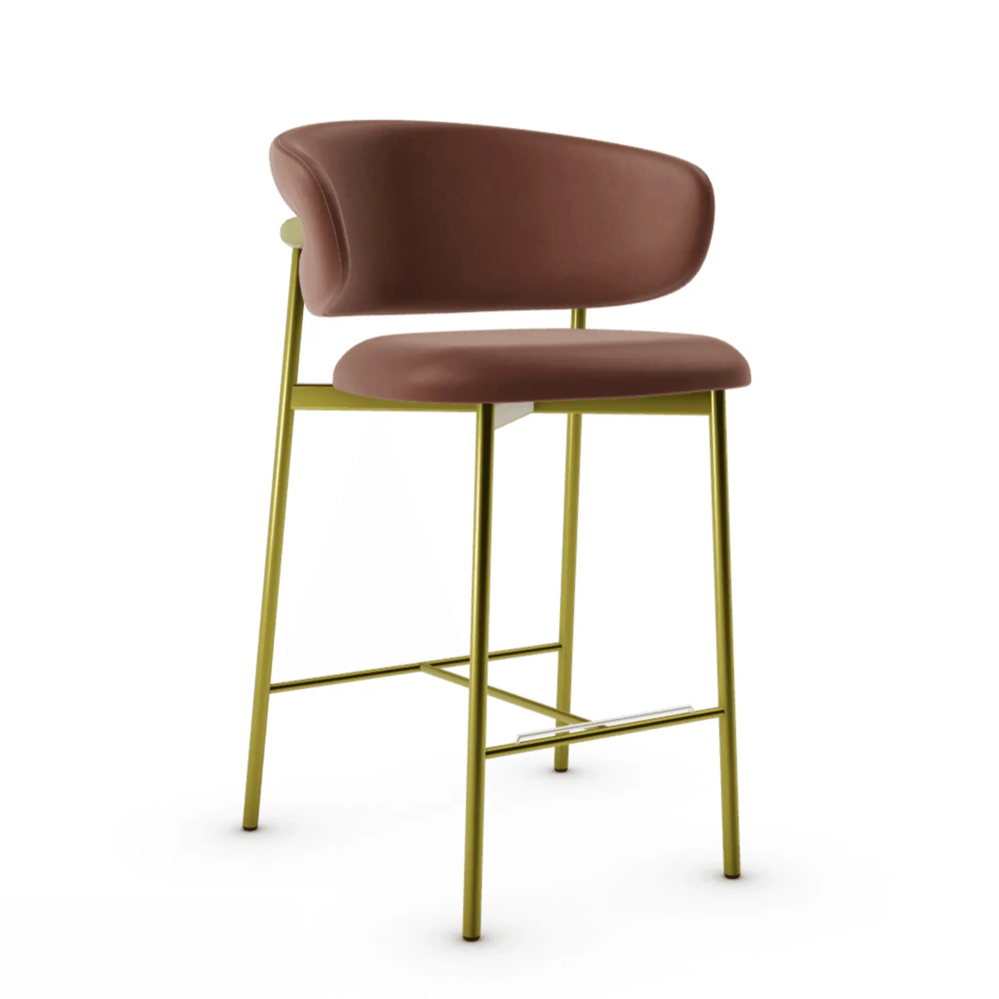 Krzesło barowe OLEANDRO brązowa ekoskóra z metalową podstawą – drewno, Calligaris