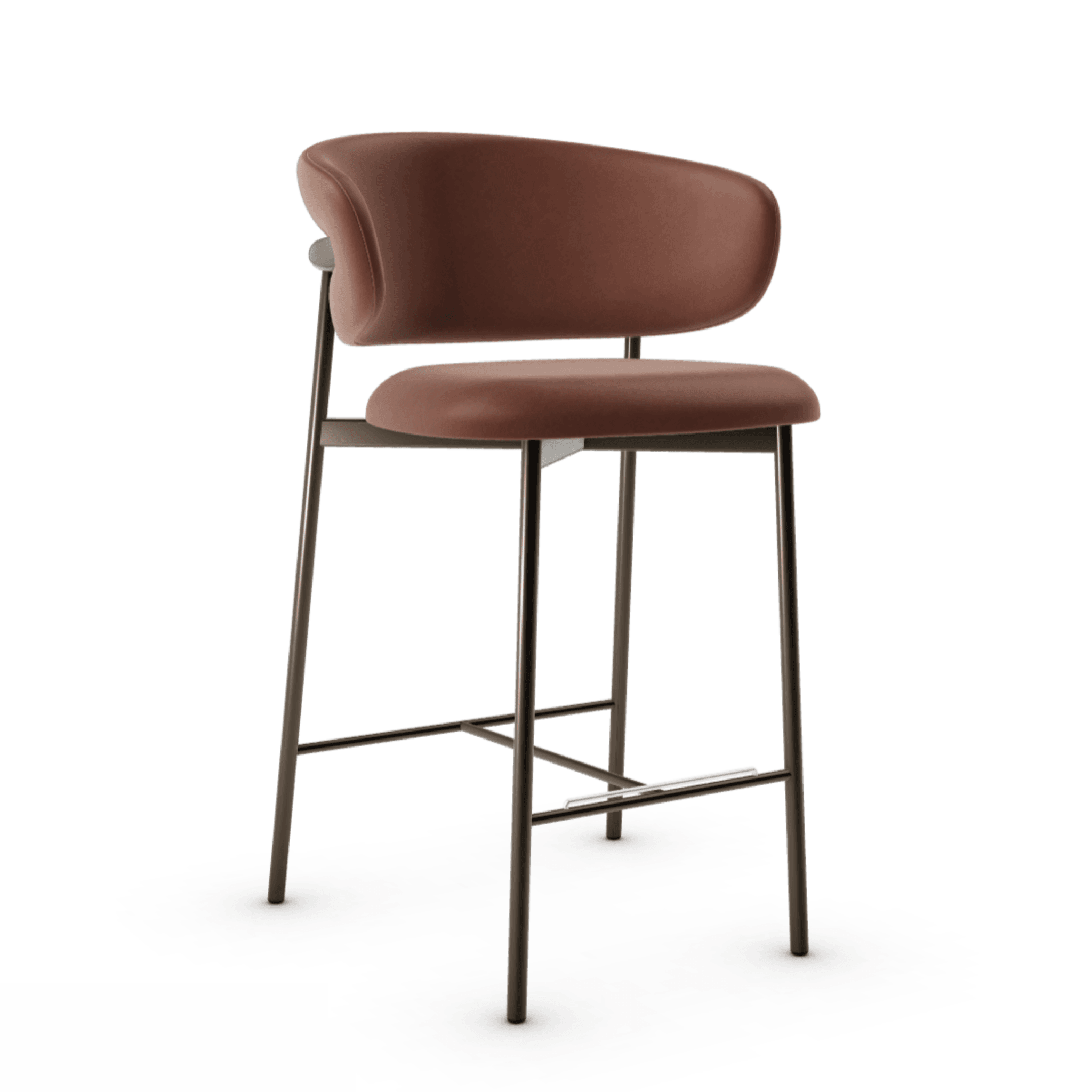 Krzesło barowe OLEANDRO brązowa ekoskóra z metalową podstawą Calligaris metalowa matowy brąz Eye on Design