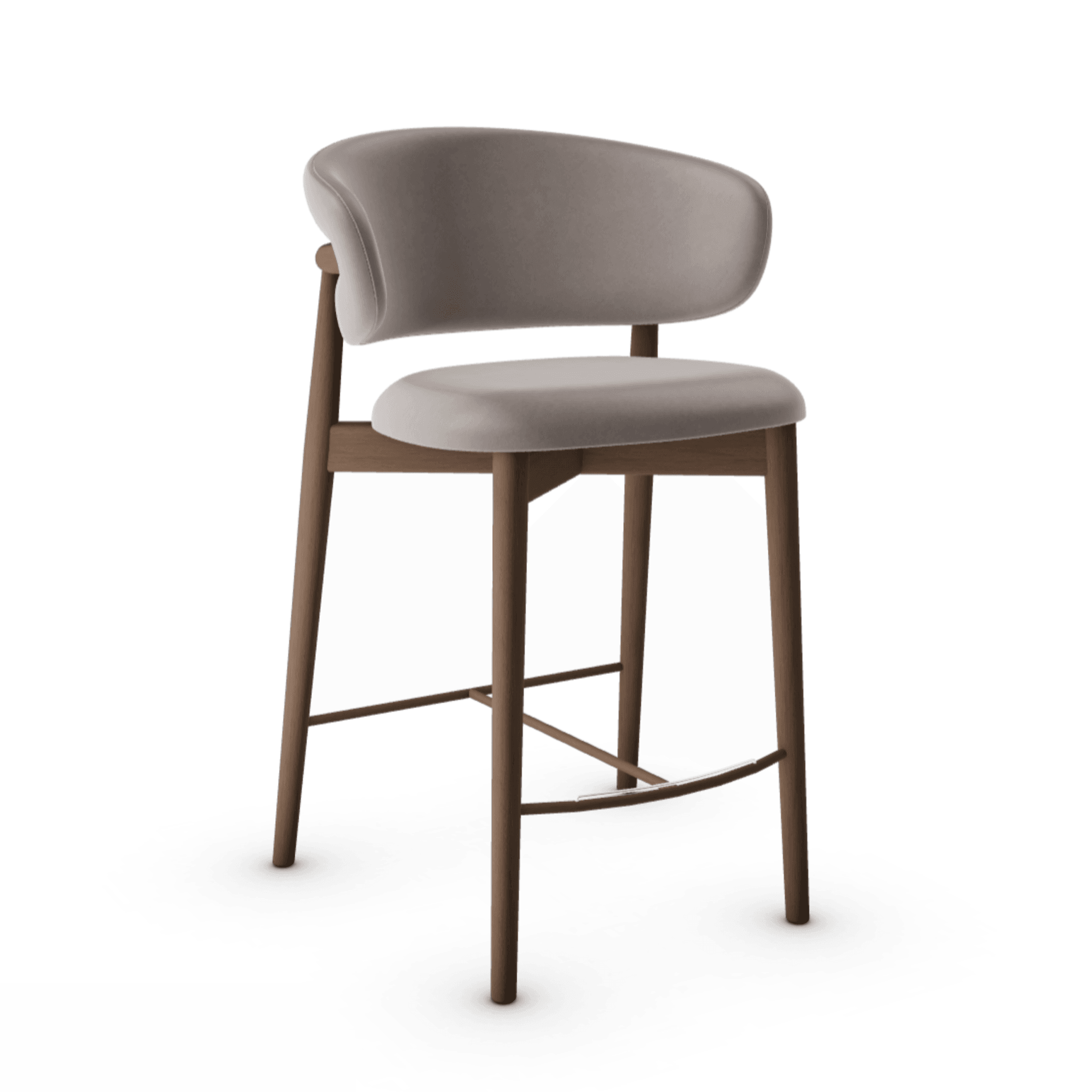 Krzesło barowe OLEANDRO ciemnobeżowa ekoskóra z drewnianą podstawą Calligaris drewniana ciemnobrązowa Eye on Design