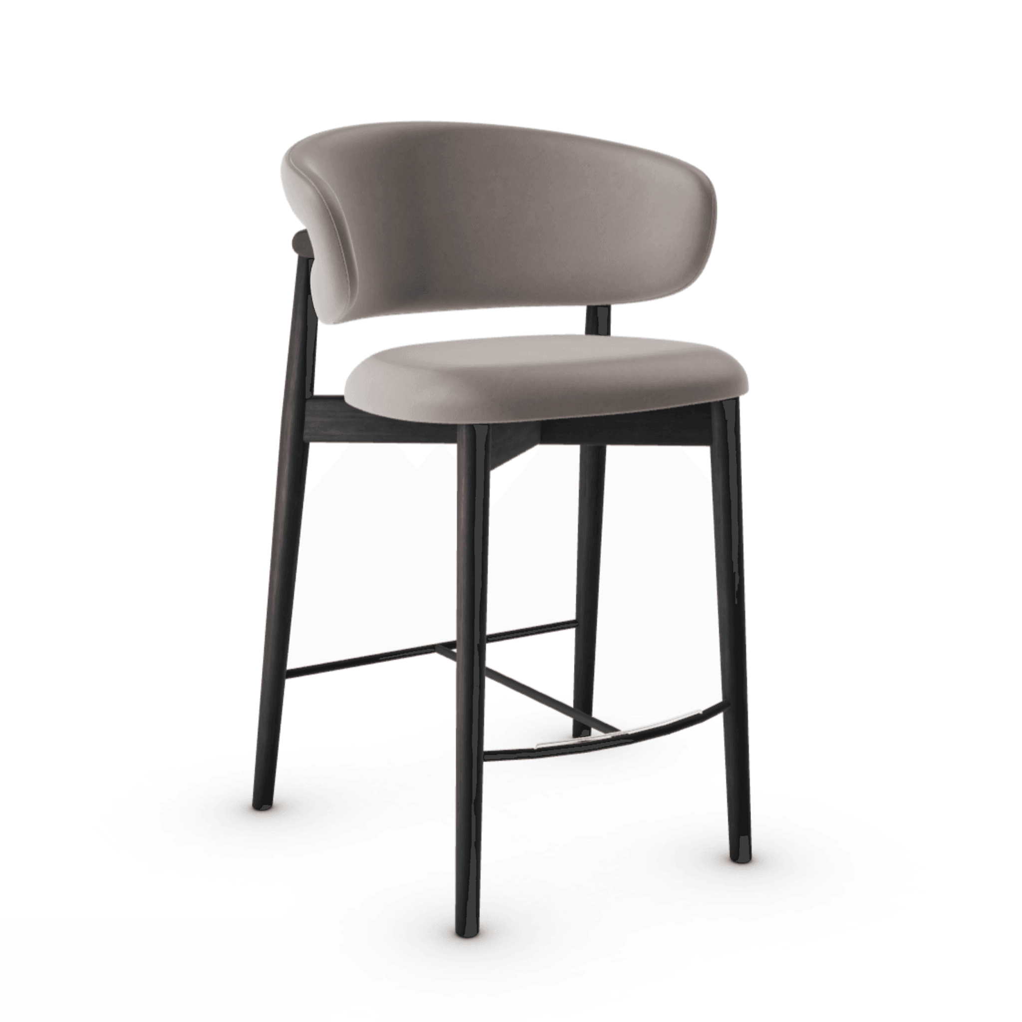 Krzesło barowe OLEANDRO ciemnobeżowa ekoskóra z drewnianą podstawą Calligaris drewniana matowa czerń Eye on Design