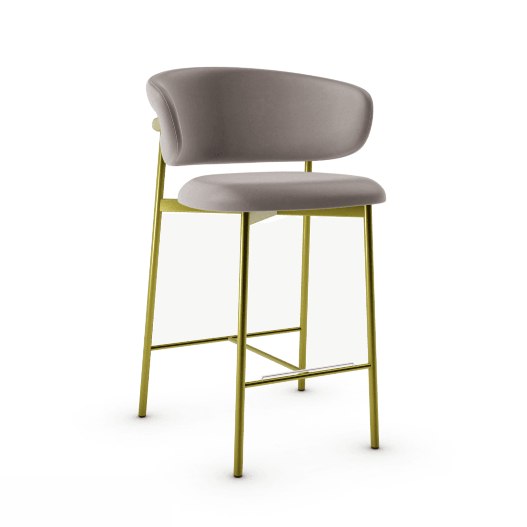 Krzesło barowe OLEANDRO ciemnobeżowa ekoskóra z metalową podstawą Calligaris metalowa matowy mosiądz Eye on Design