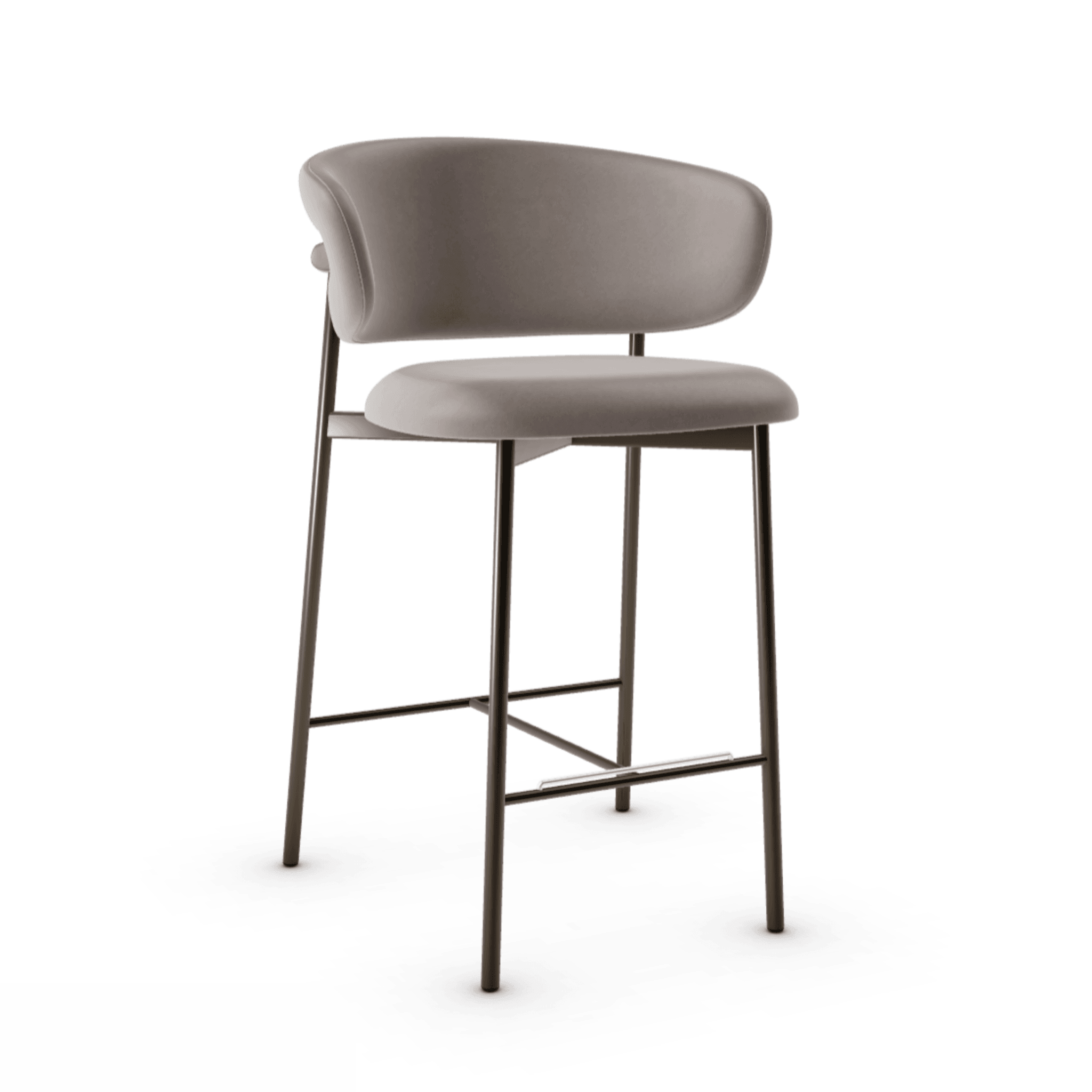 Krzesło barowe OLEANDRO ciemnobeżowa ekoskóra z metalową podstawą Calligaris metalowa matowy brąz Eye on Design