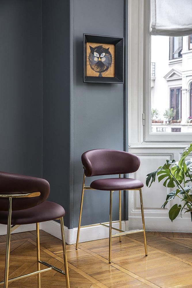 Krzesło barowe OLEANDRO koniakowa ekoskóra z metalową podstawą Calligaris Eye on Design