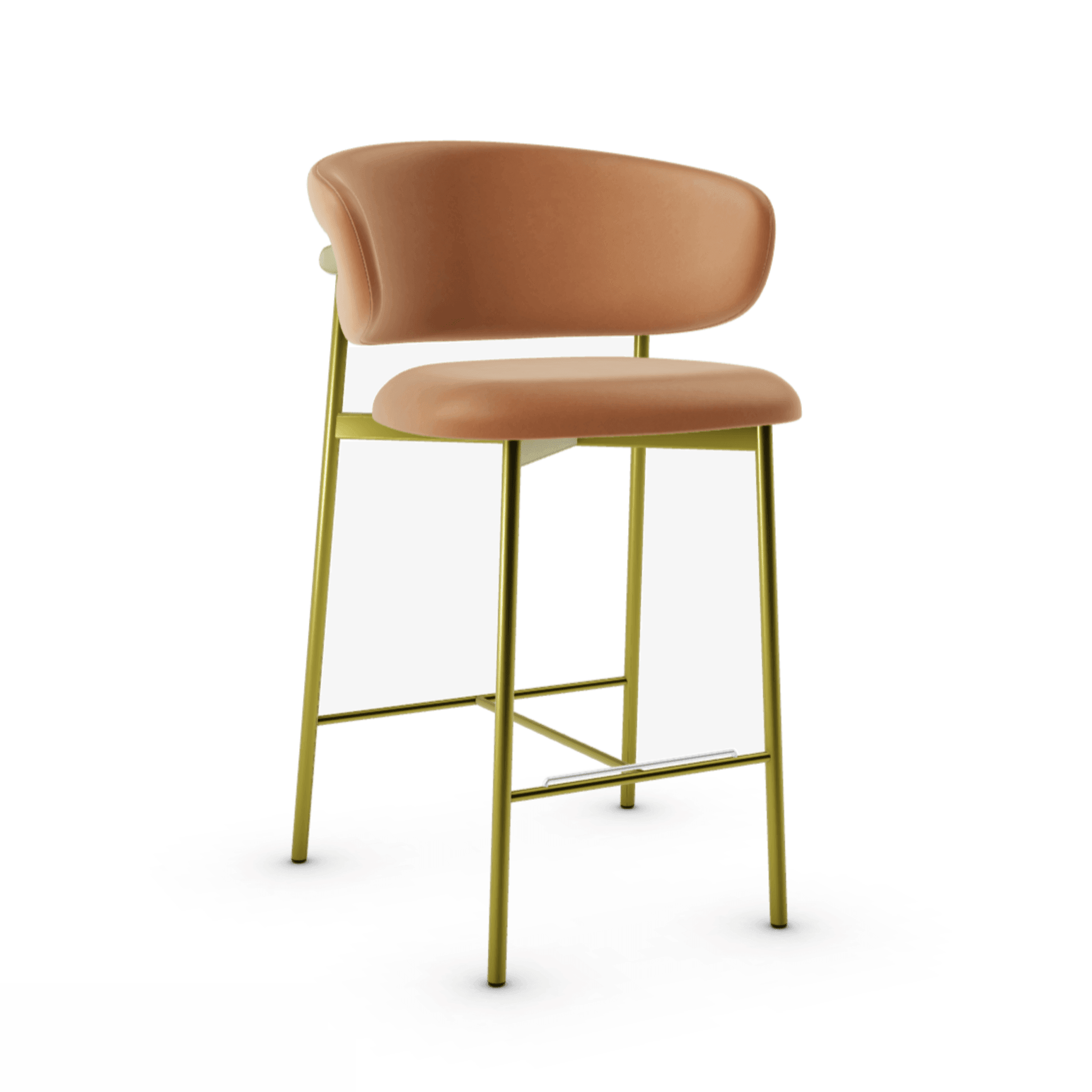 Krzesło barowe OLEANDRO koniakowa ekoskóra z metalową podstawą Calligaris metalowa matowy mosiądz Eye on Design