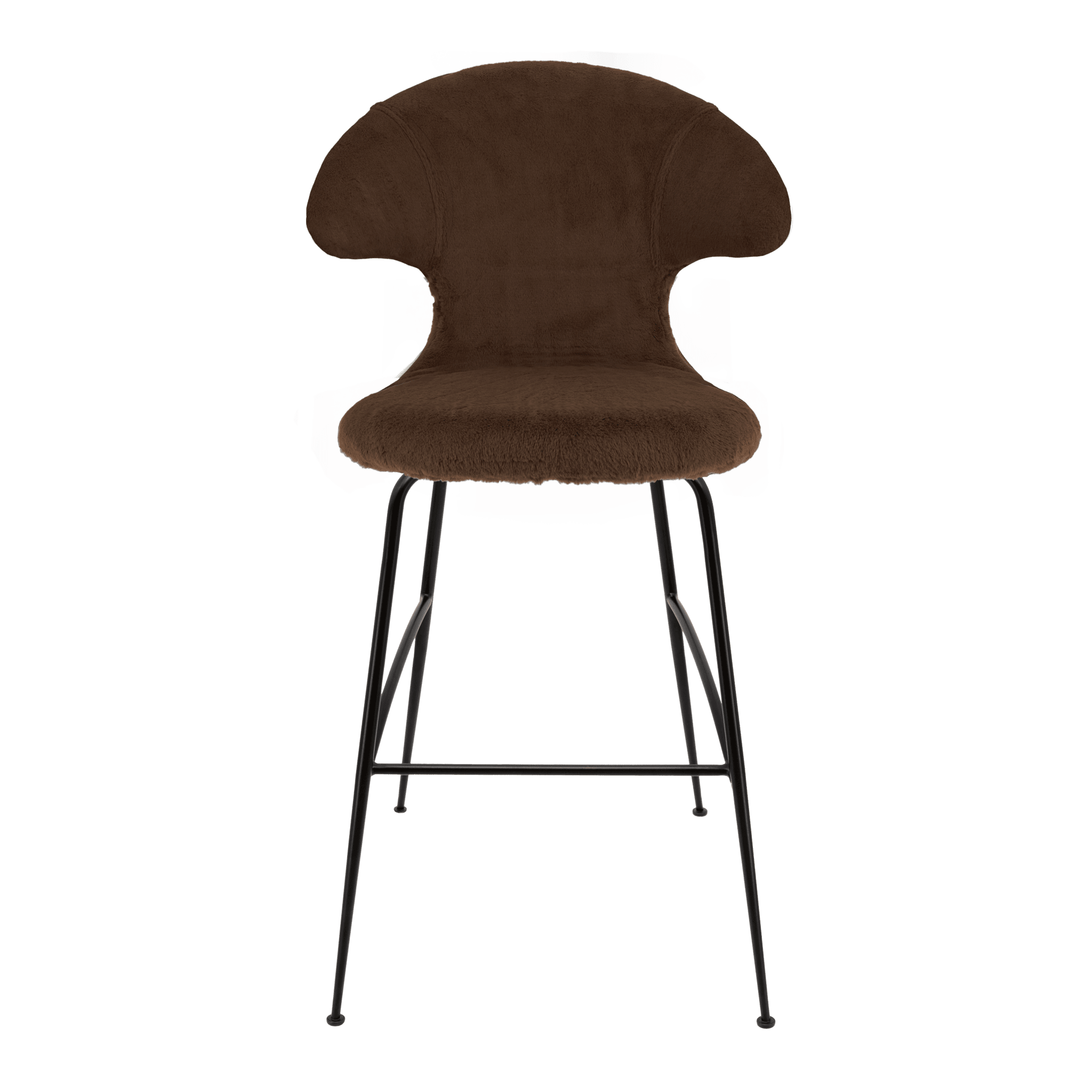 Krzesło barowe TIME FLIES brązowy plusz z czarną podstawą UMAGE 112 cm Eye on Design