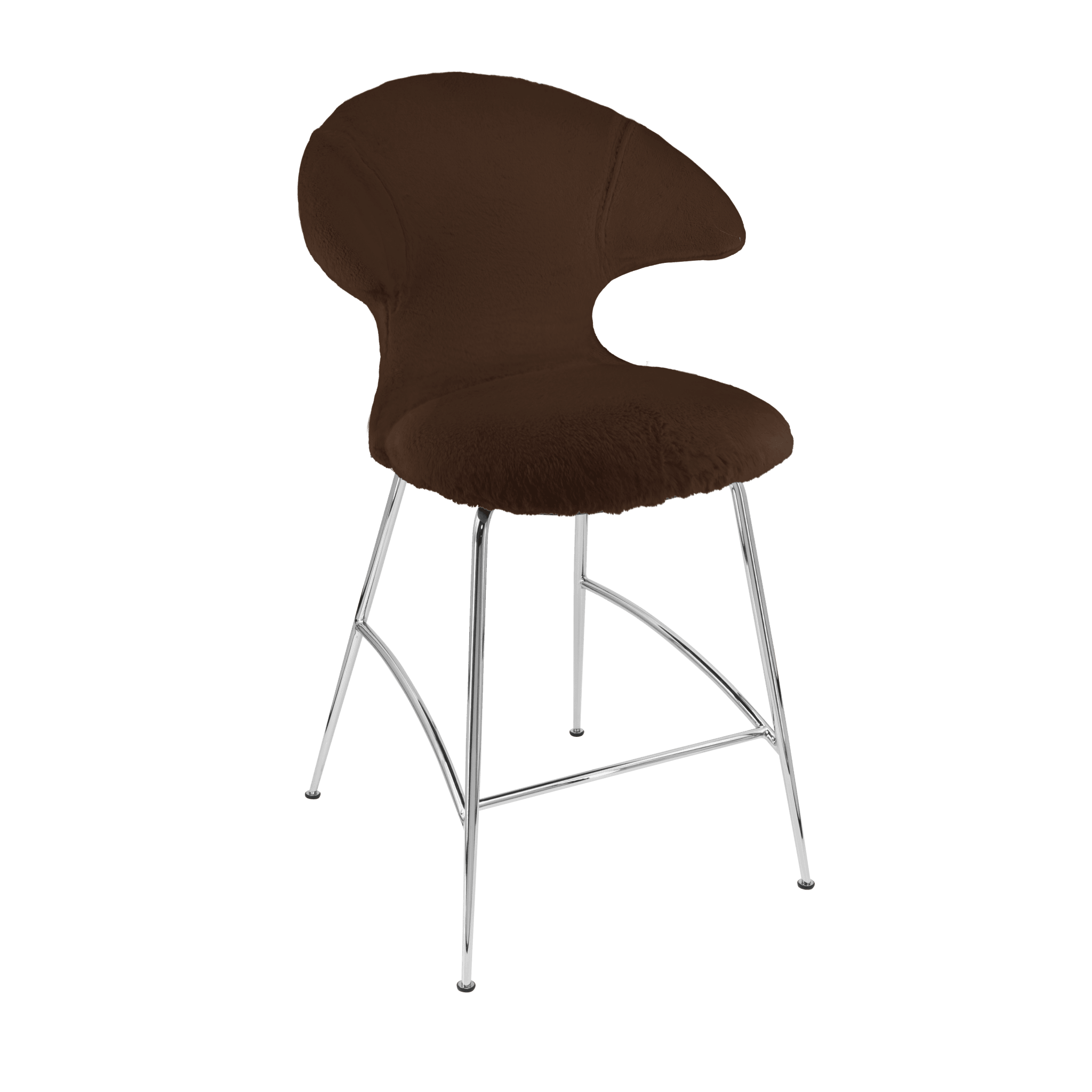 Krzesło barowe TIME FLIES brązowy plusz ze srebrną podstawą UMAGE Eye on Design