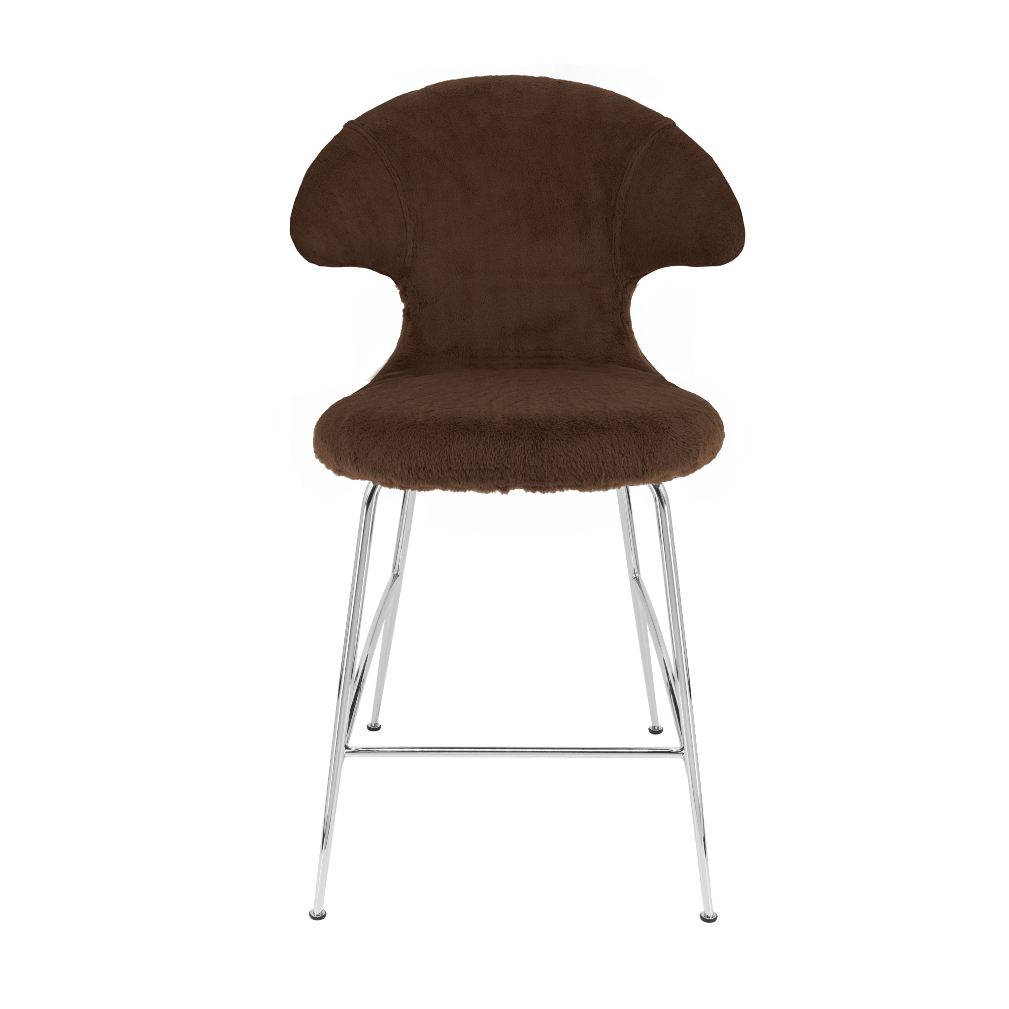 Krzesło barowe TIME FLIES brązowy plusz ze srebrną podstawą UMAGE 102 cm Eye on Design