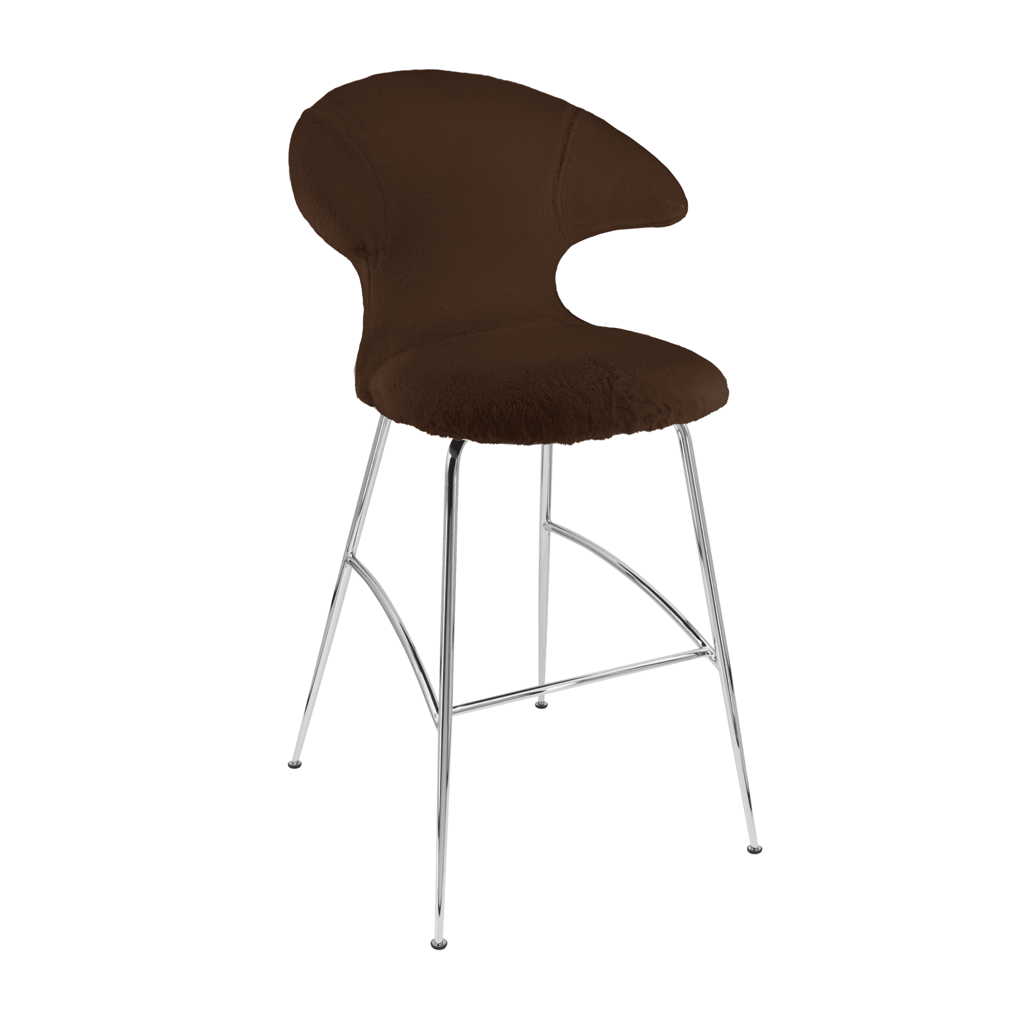 Krzesło barowe TIME FLIES brązowy plusz ze srebrną podstawą UMAGE Eye on Design
