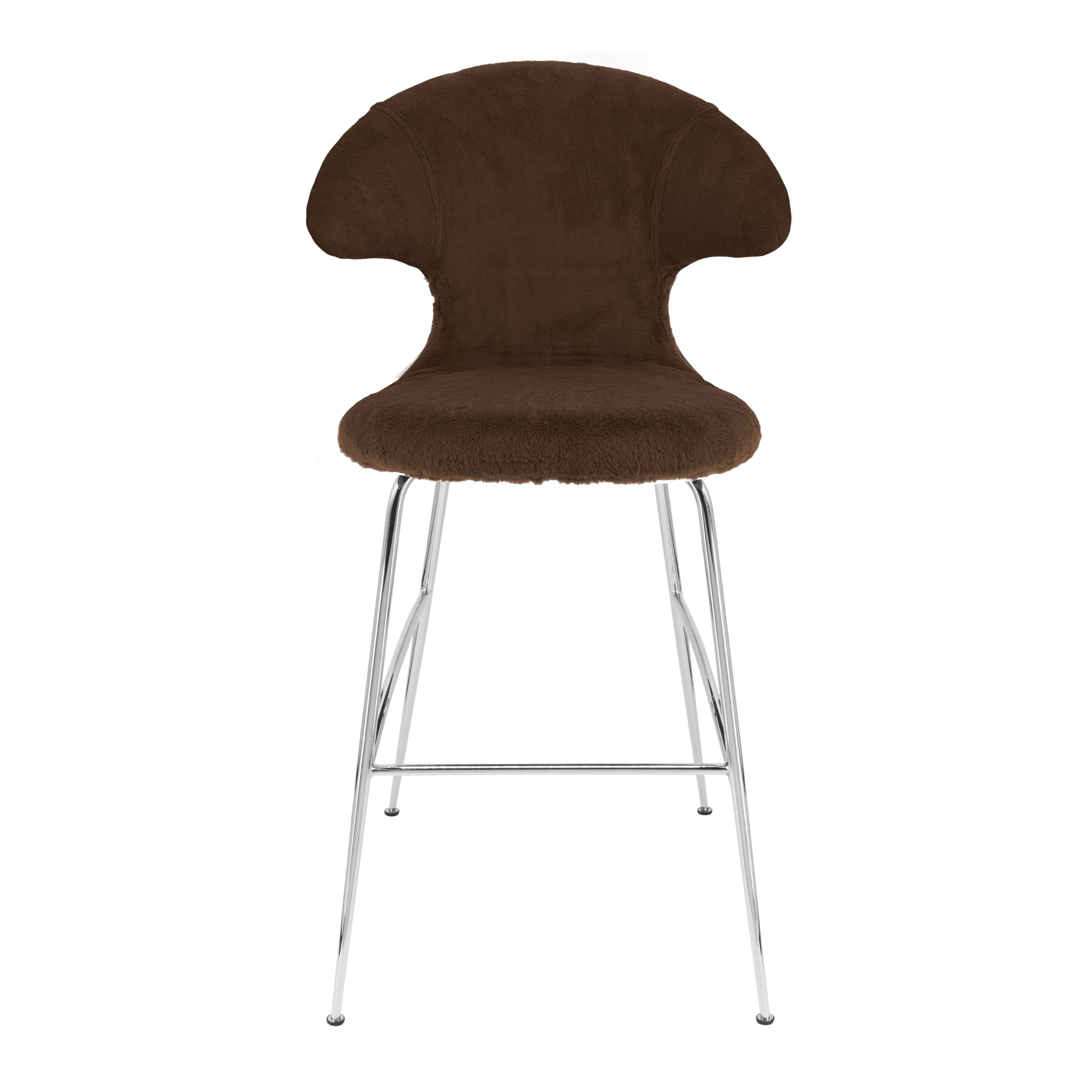 Krzesło barowe TIME FLIES brązowy plusz ze srebrną podstawą UMAGE 112 cm Eye on Design