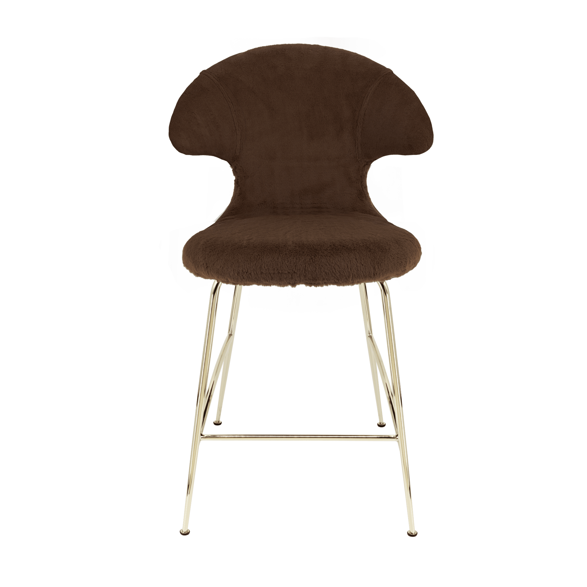Krzesło barowe TIME FLIES brązowy plusz ze złotą podstawą UMAGE 102 cm Eye on Design