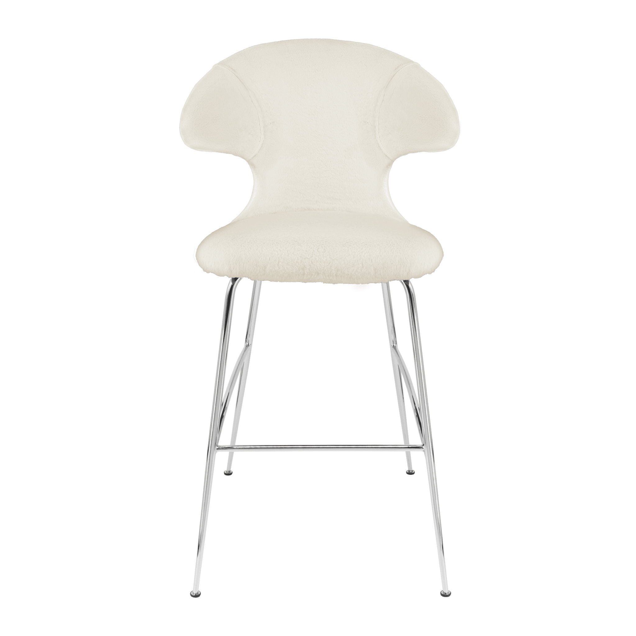 Krzesło barowe TIME FLIES kremowy plusz ze srebrną podstawą UMAGE 112 cm Eye on Design