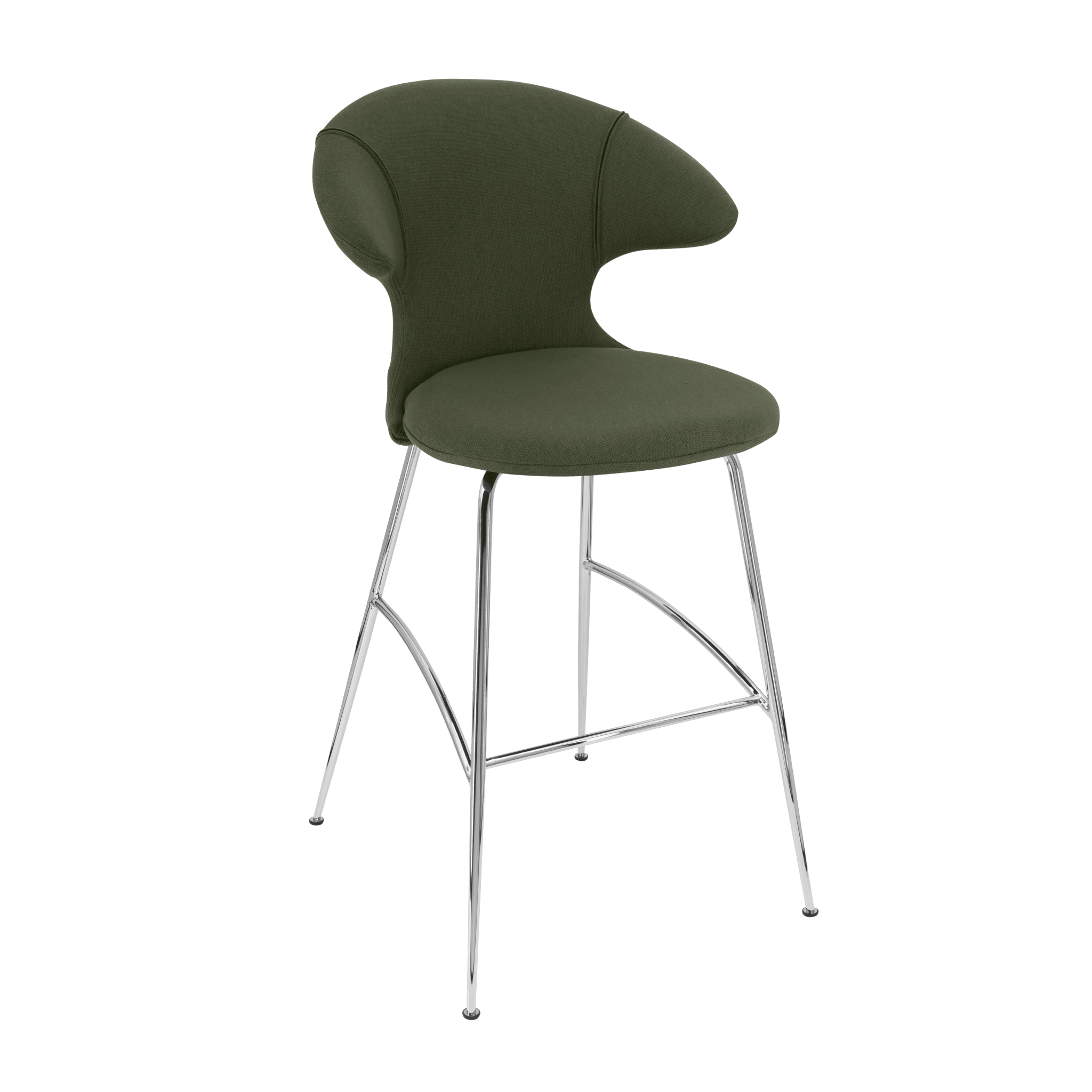 Krzesło barowe TIME FLIES oliwkowy ze srebrną podstawą UMAGE Eye on Design