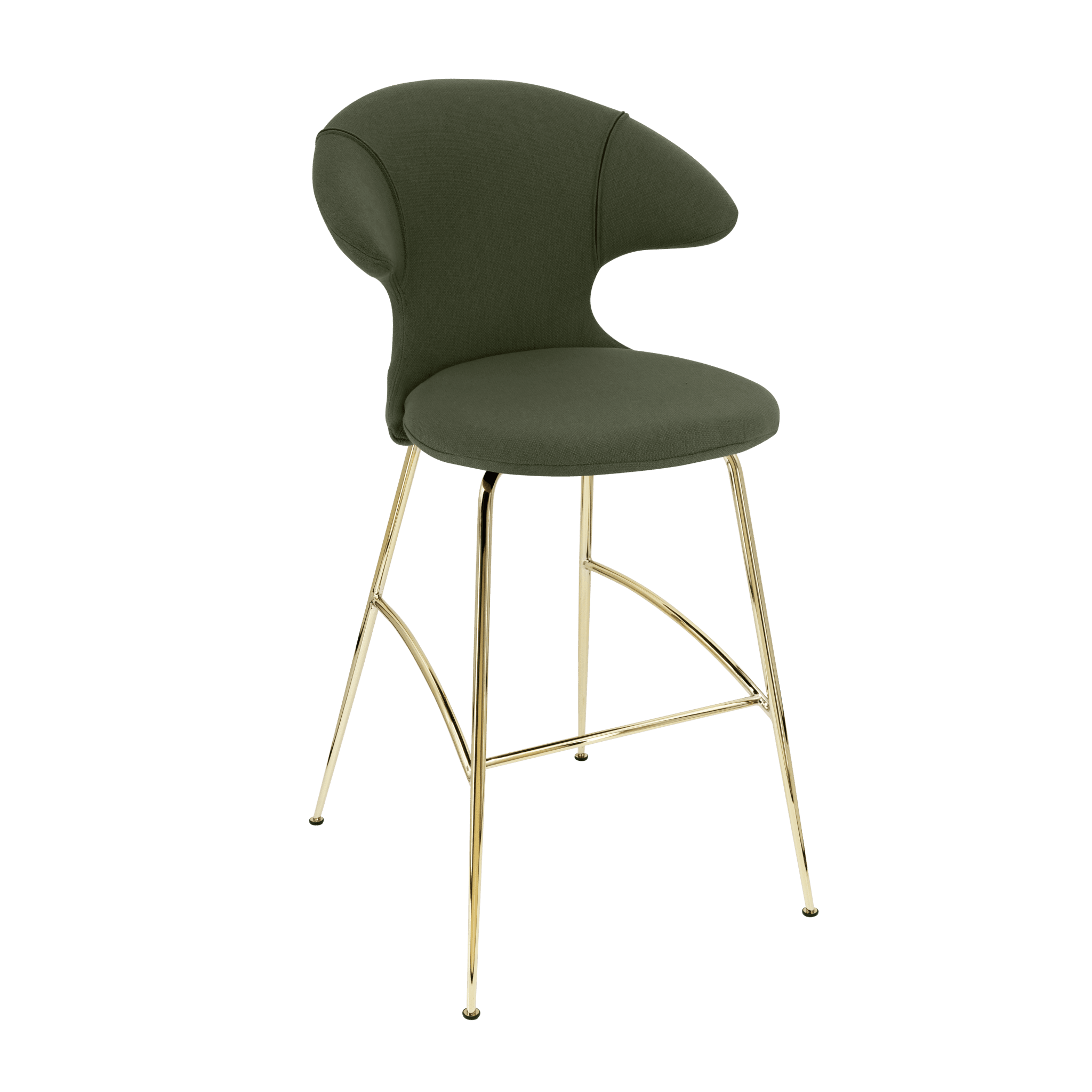 Krzesło barowe TIME FLIES oliwkowy ze złotą podstawą UMAGE Eye on Design