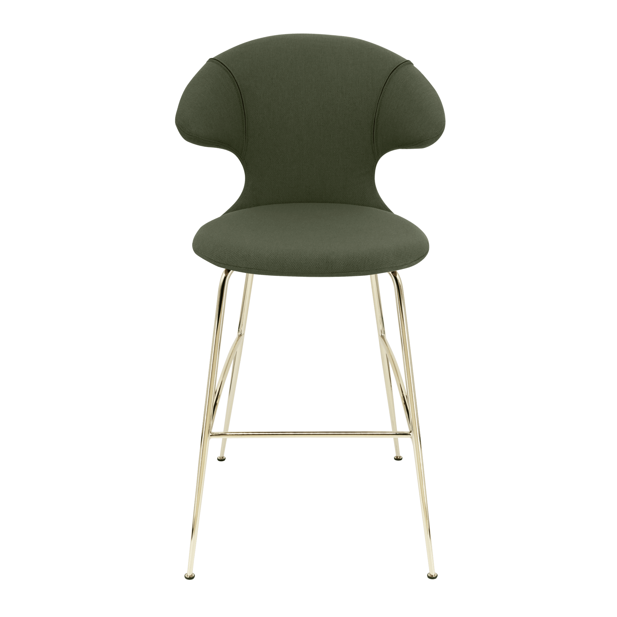 Krzesło barowe TIME FLIES oliwkowy ze złotą podstawą UMAGE 112 cm Eye on Design