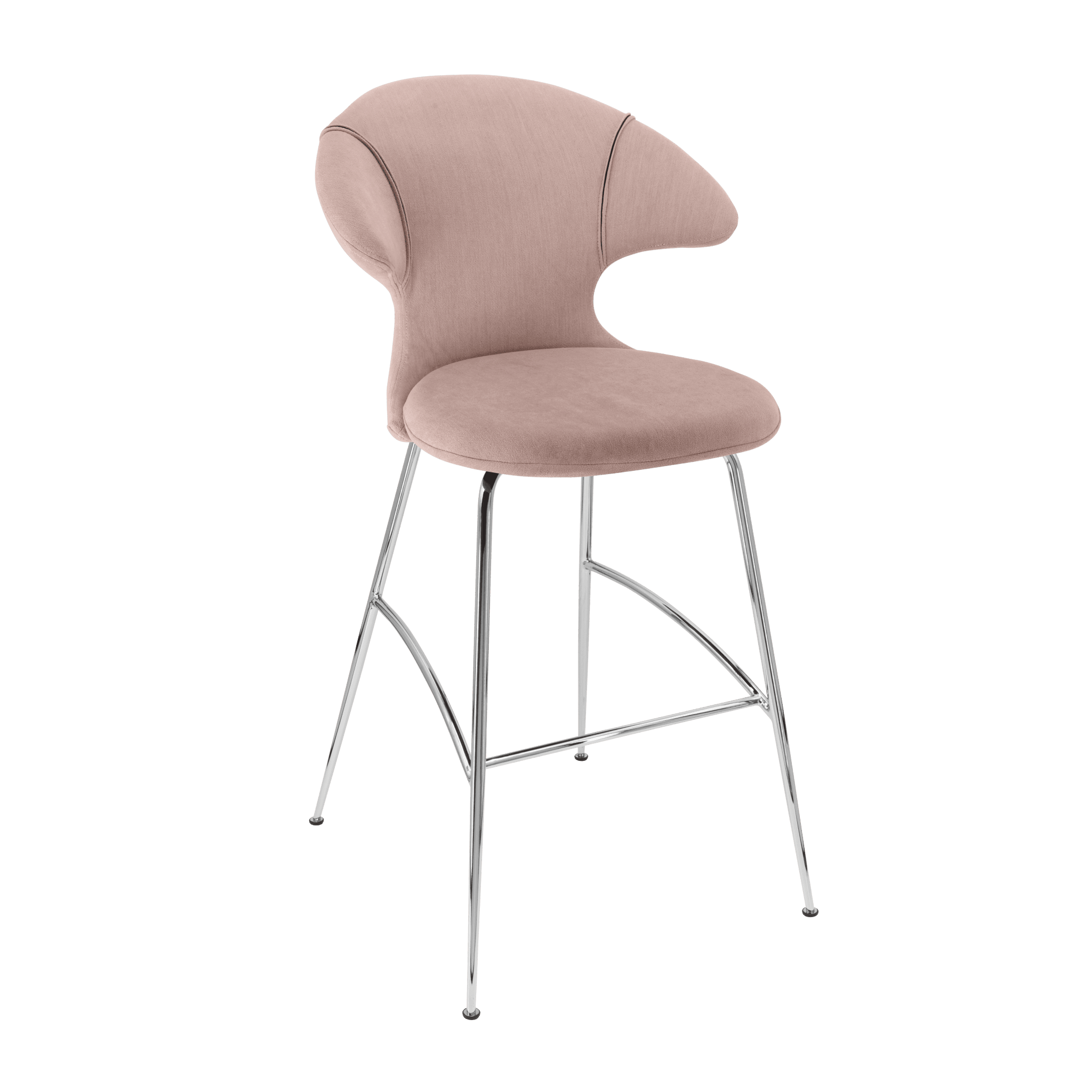 Krzesło barowe TIME FLIES pudrowy róż ze srebrną podstawą UMAGE Eye on Design