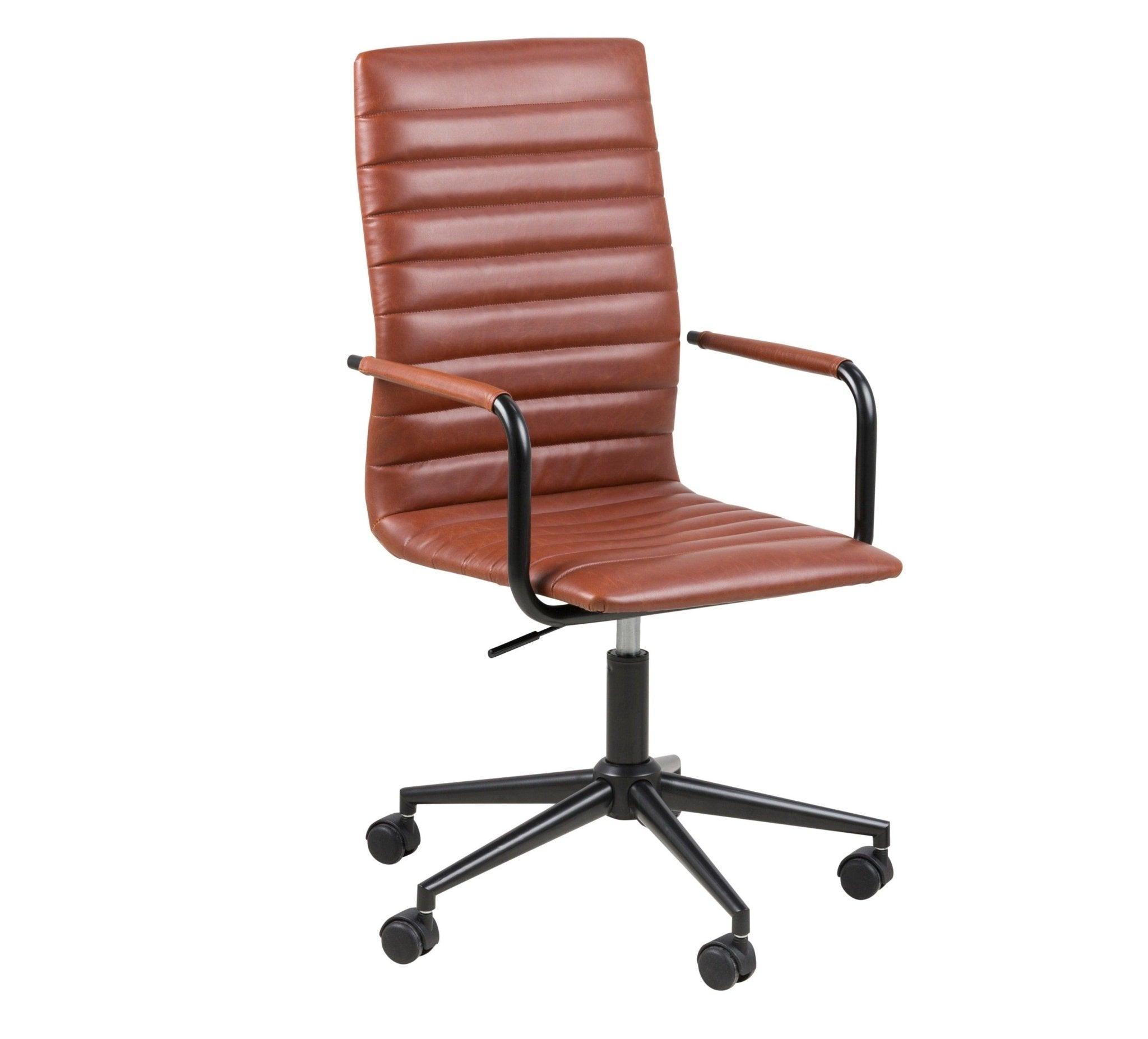 Krzesło biurowe NIKLAS brandy ekoskóra z czarną podstawą Actona Eye on Design
