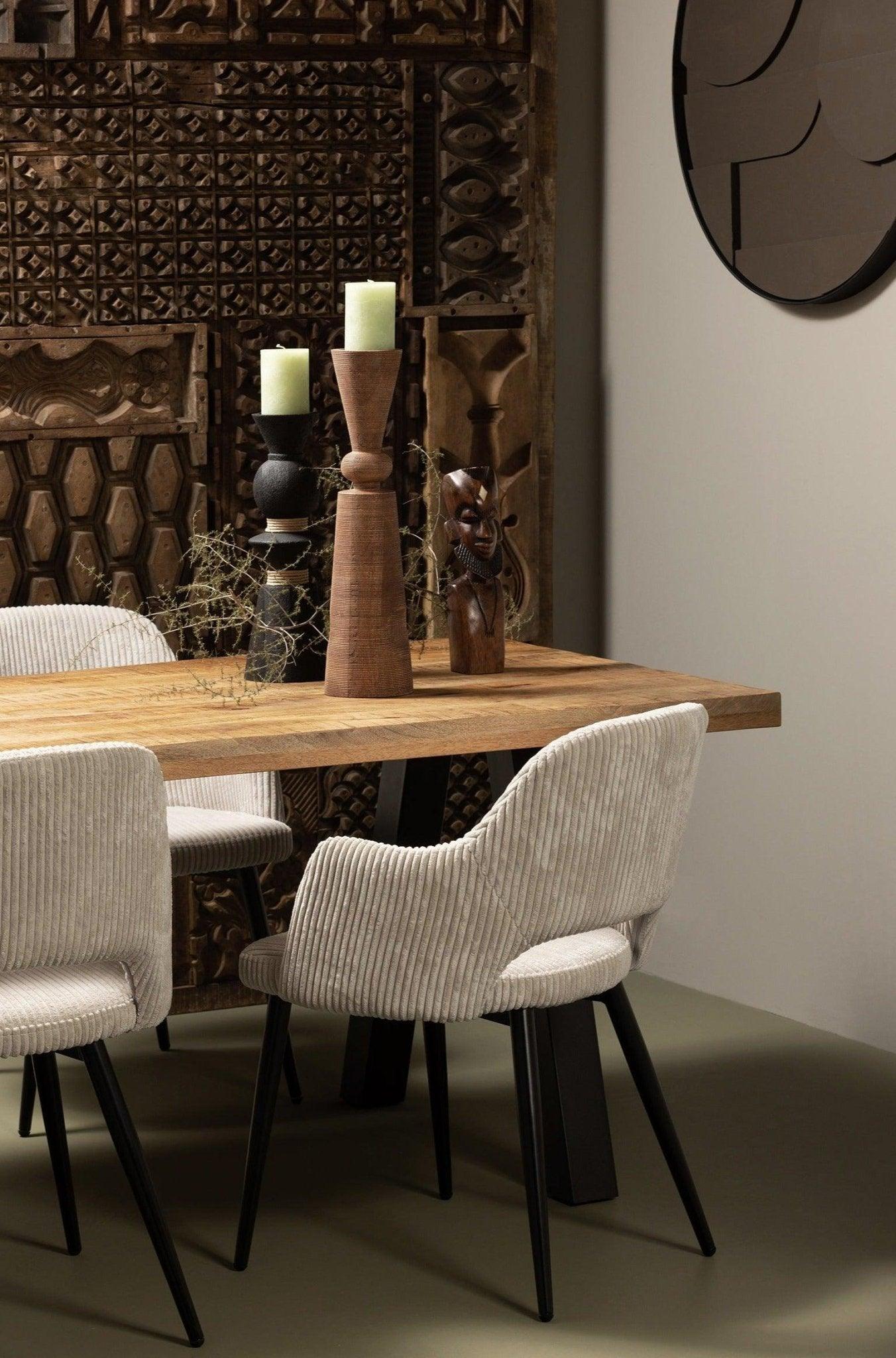 Krzesło FERDY beżowy sztruks Woood Eye on Design