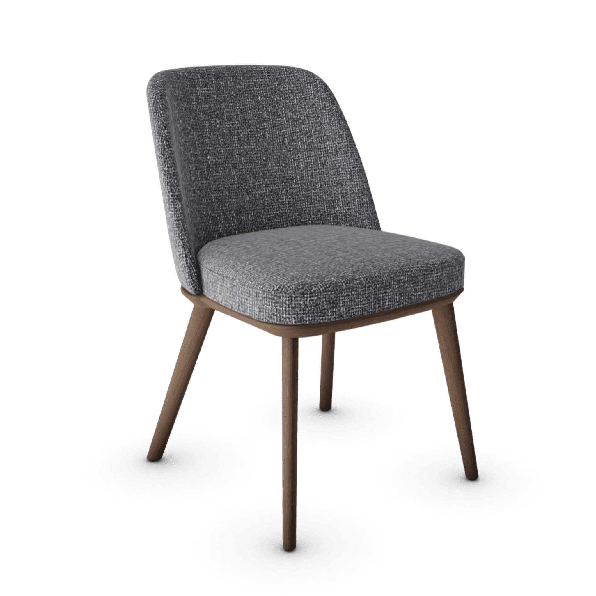 Krzesło FOYER boucle antracyt z drewnianą podstawą Calligaris drewniana ciemnobrązowa Eye on Design