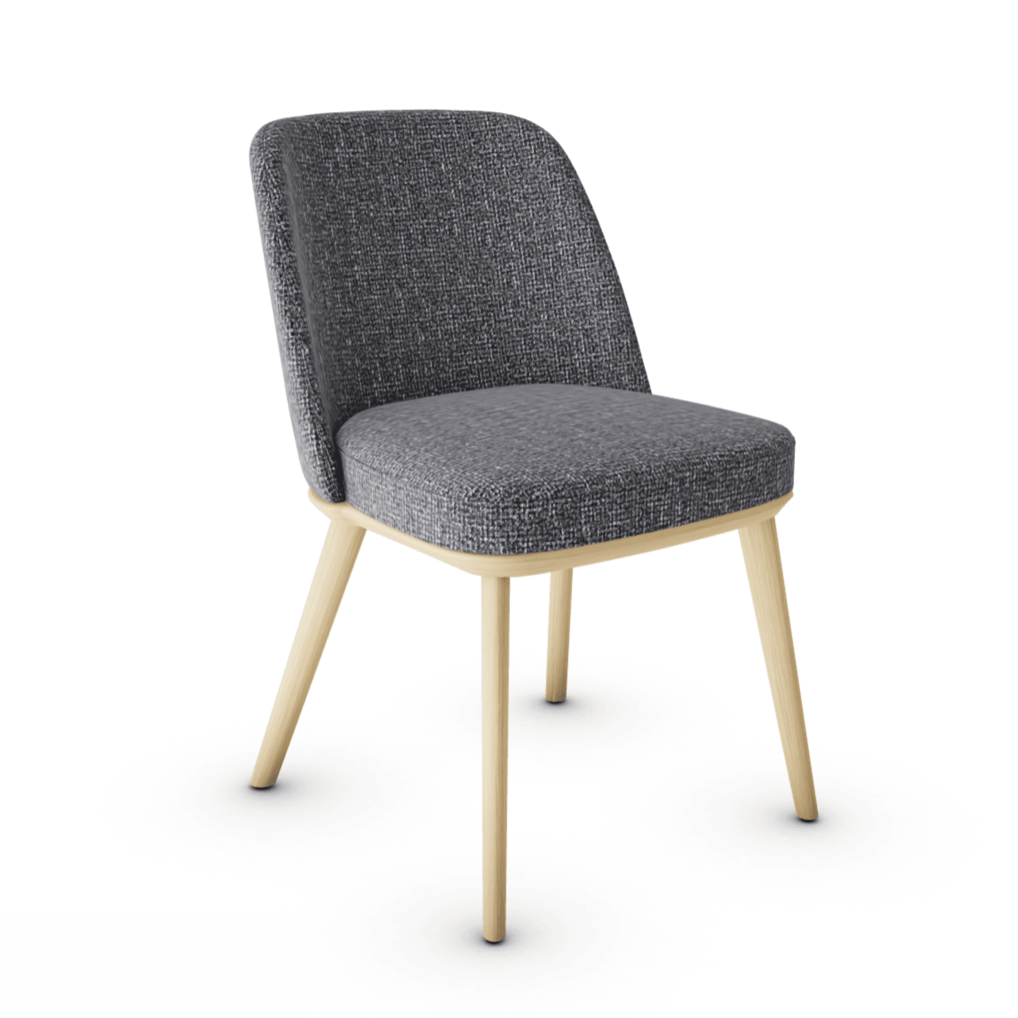 Krzesło FOYER boucle antracyt z drewnianą podstawą Calligaris drewniana naturalny dąb Eye on Design