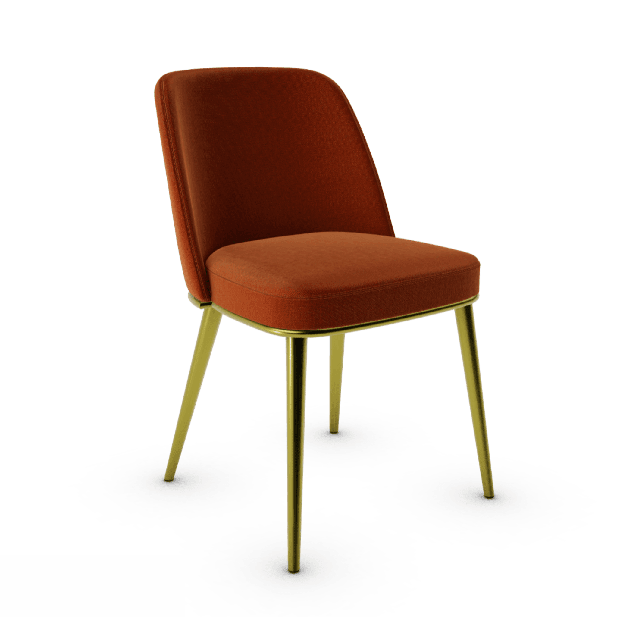 Krzesło FOYER ceglany z metalową podstawą Calligaris metalowa matowy mosiądz Eye on Design